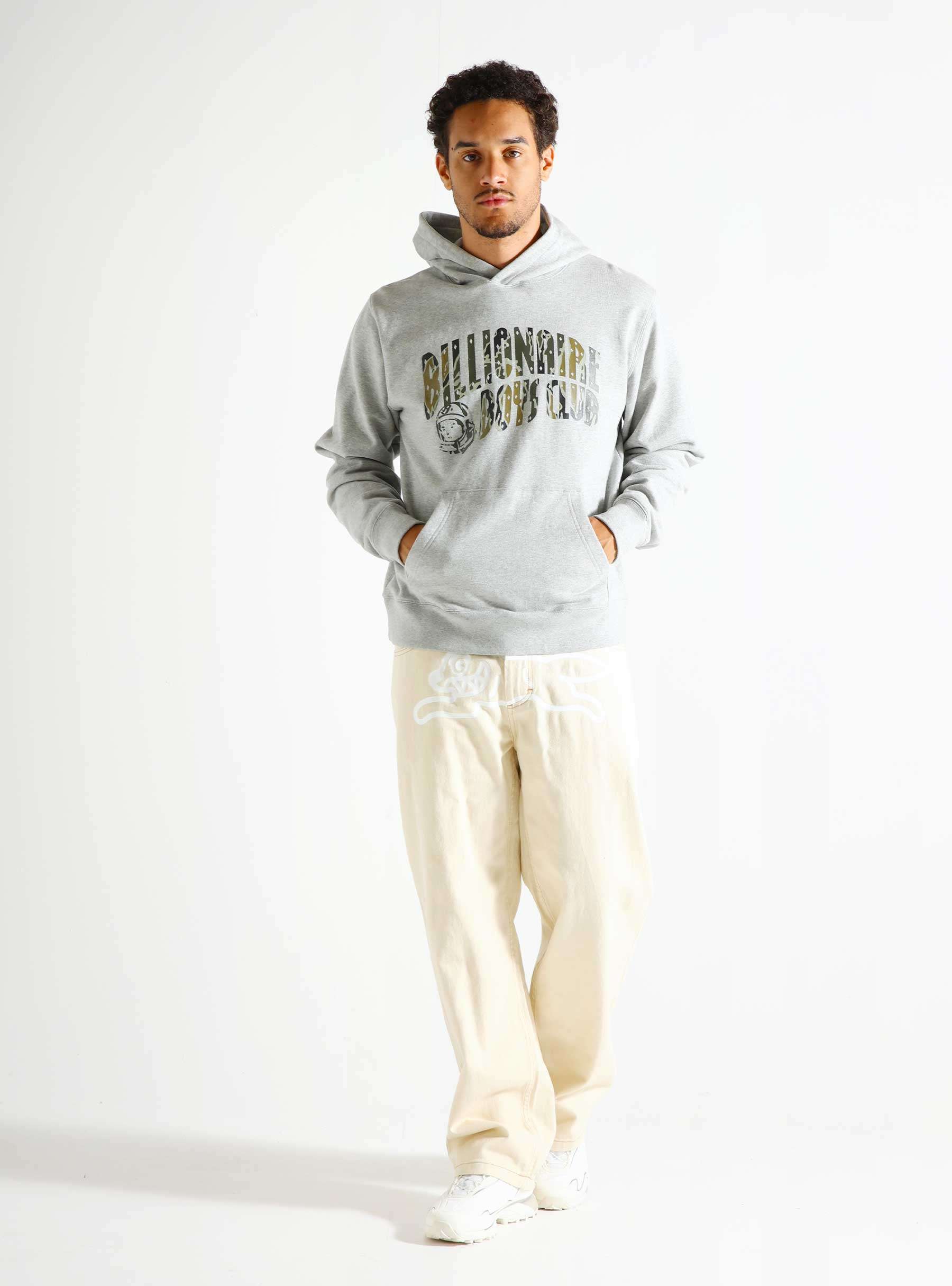 Camo Arch Logo Popover Hoodie Heather Grey B24336