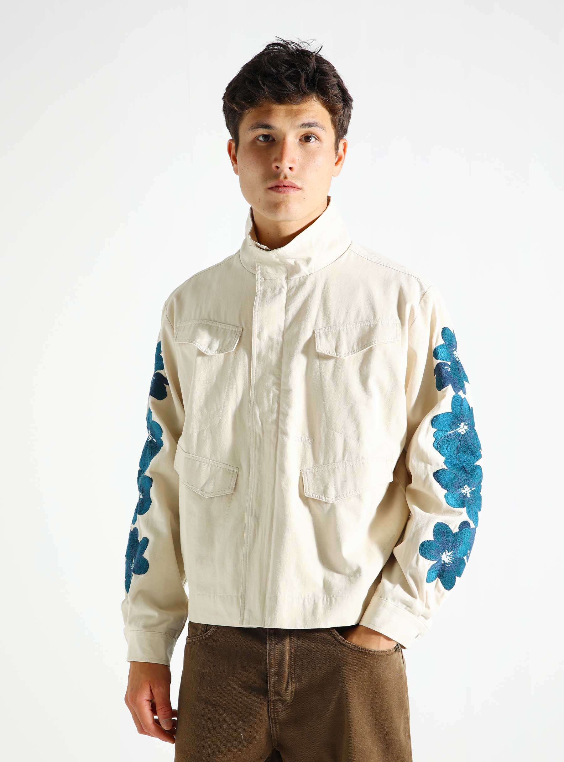 Flower Embroidery Jacket Cream AW24-082J