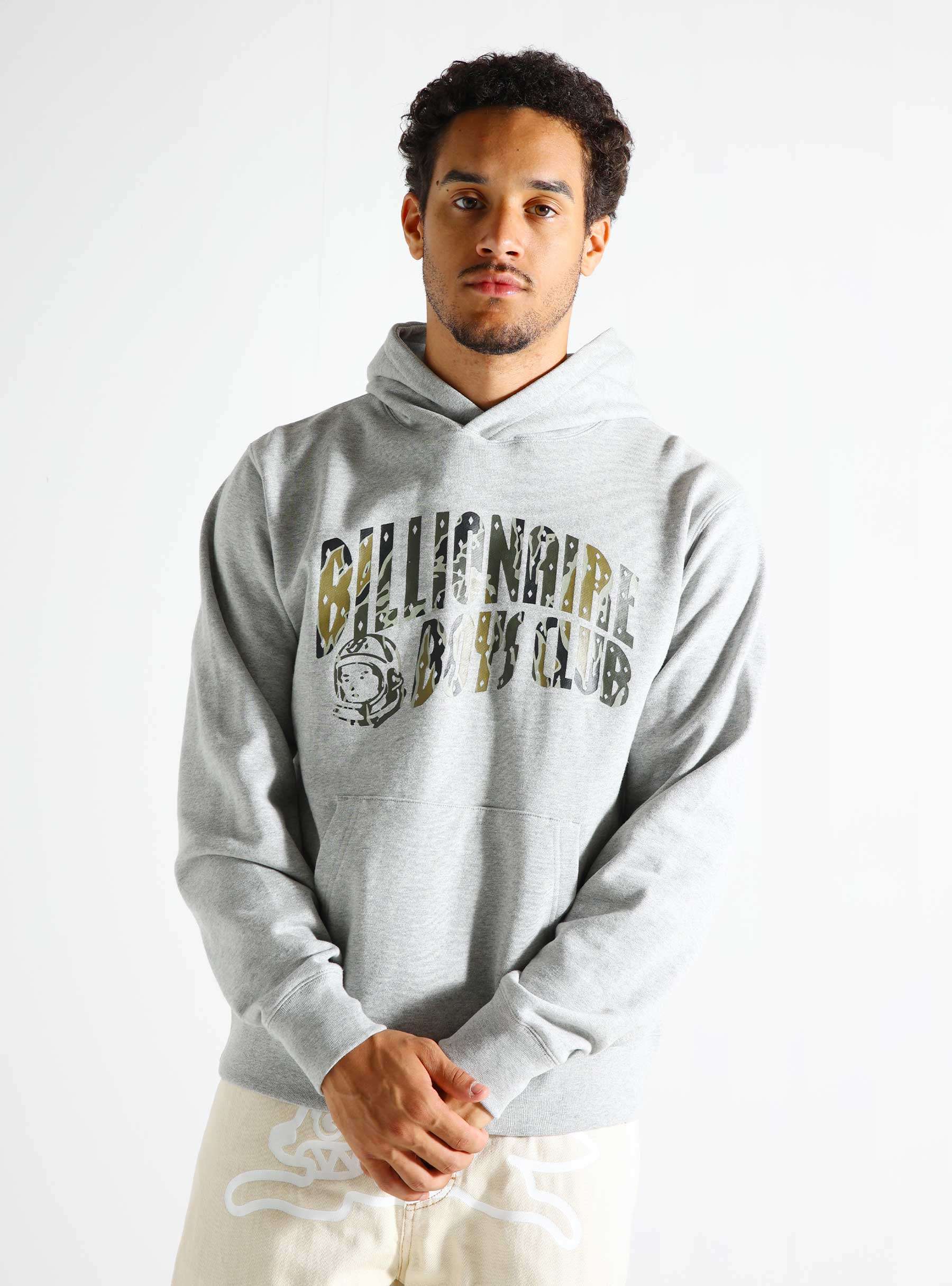 Camo Arch Logo Popover Hoodie Heather Grey B24336