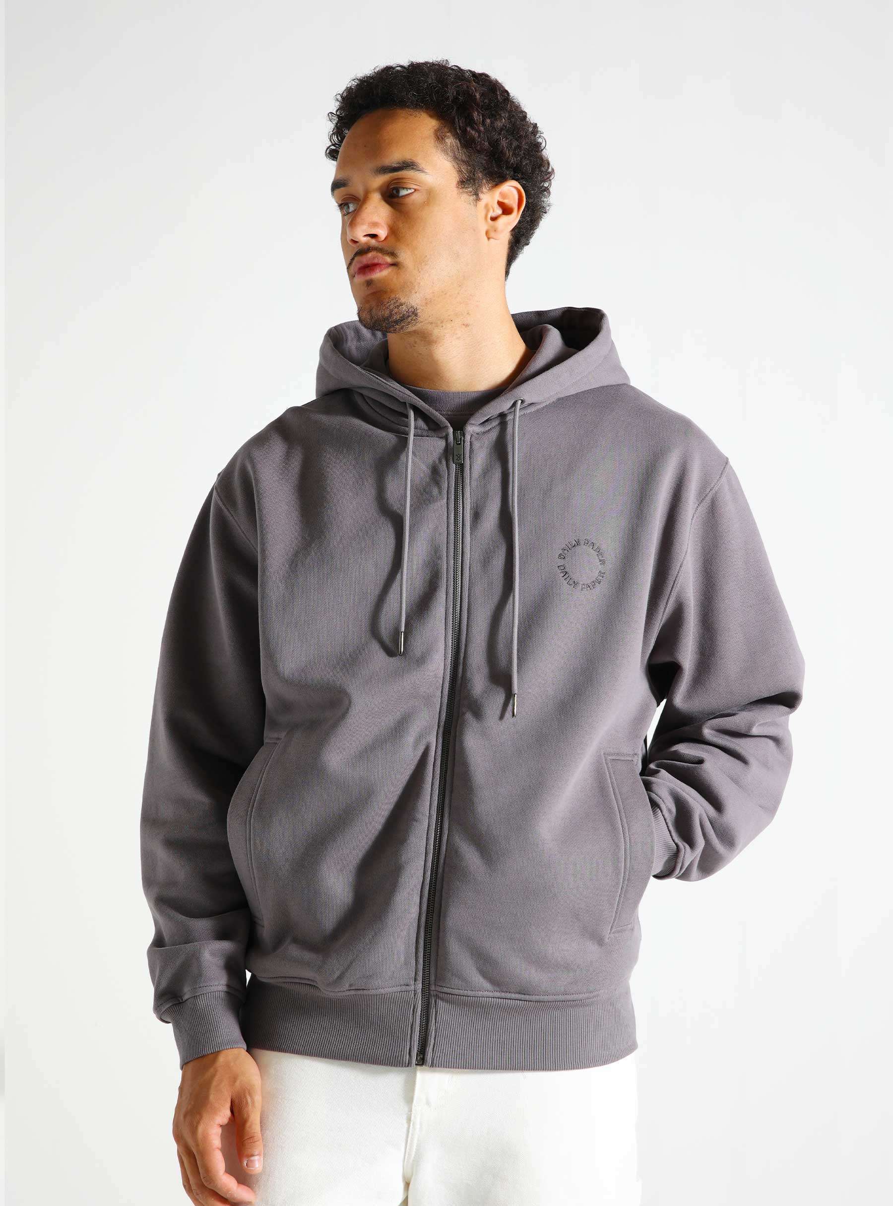 Orbit Emb Zip Hoodie Rabbit Grey 2422067