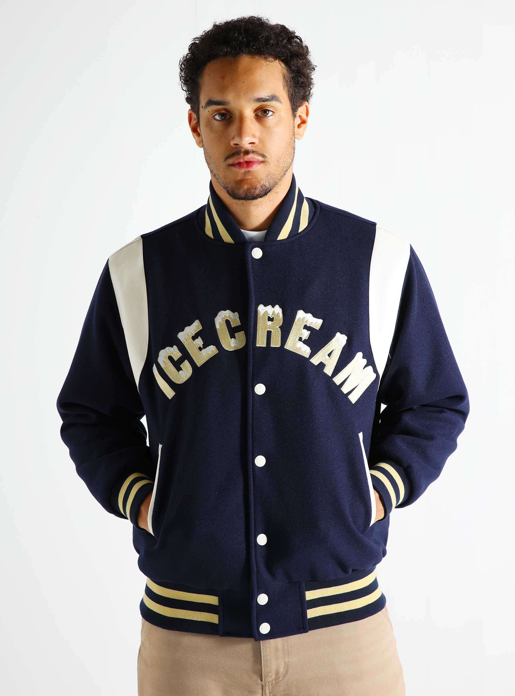 Drippy Varsity Jacket Navy IC24301