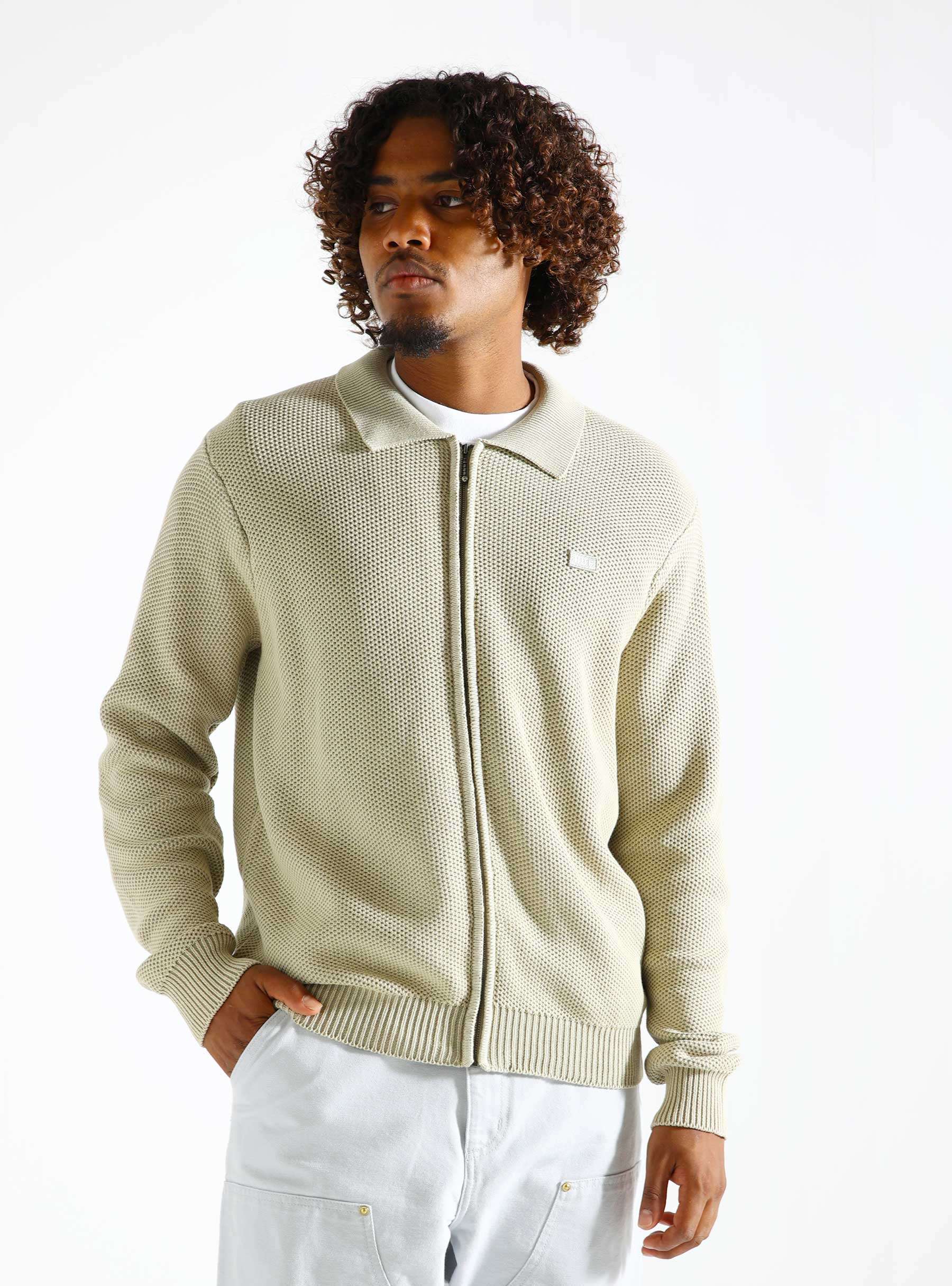 Anton Zip Overdyed Sweater Putty KN00511