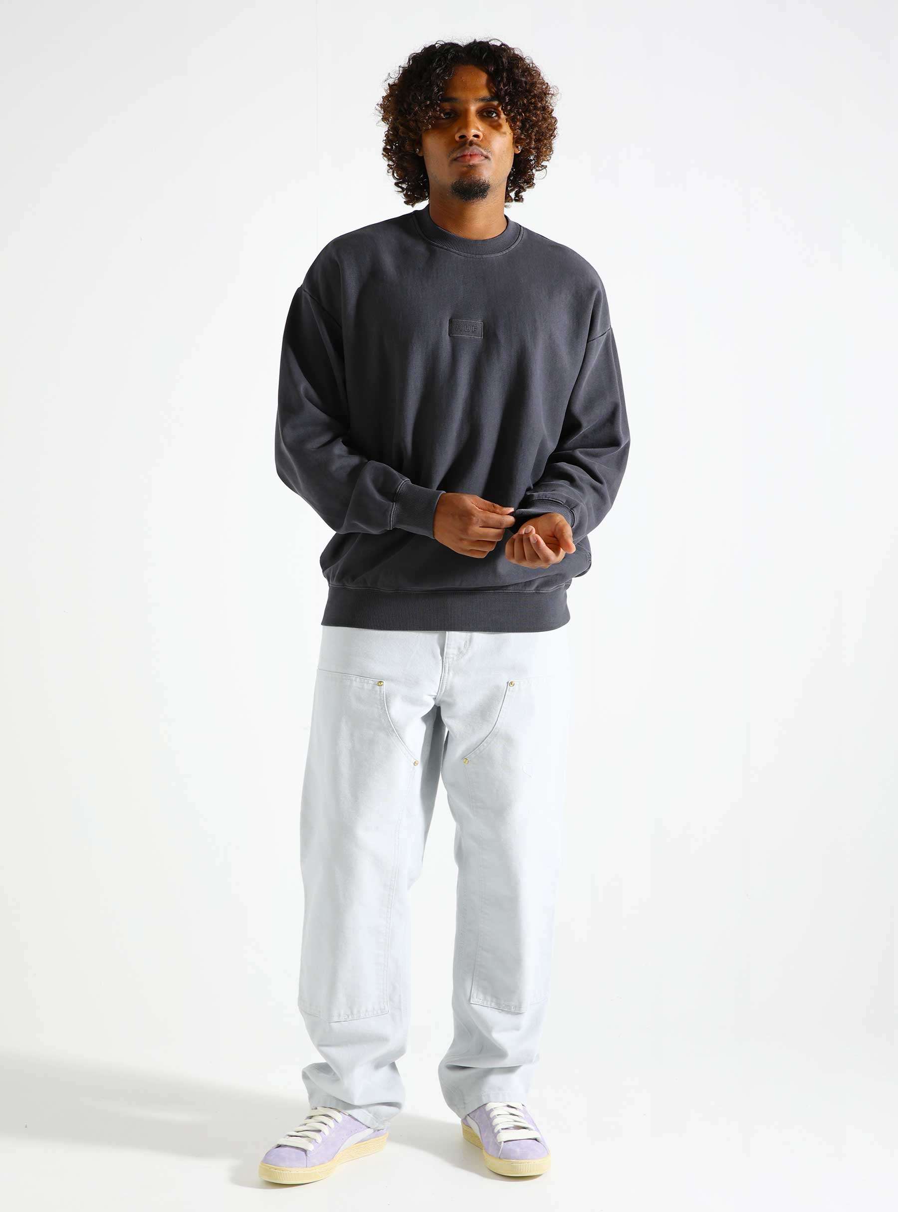 Mason Crewneck Fleece Washed Black FL00230