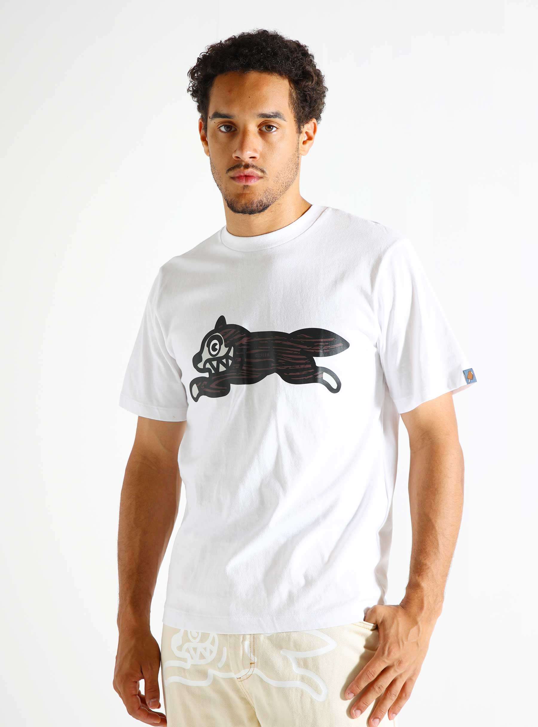 Woodgrain Running Dog T-Shirt White IC24345