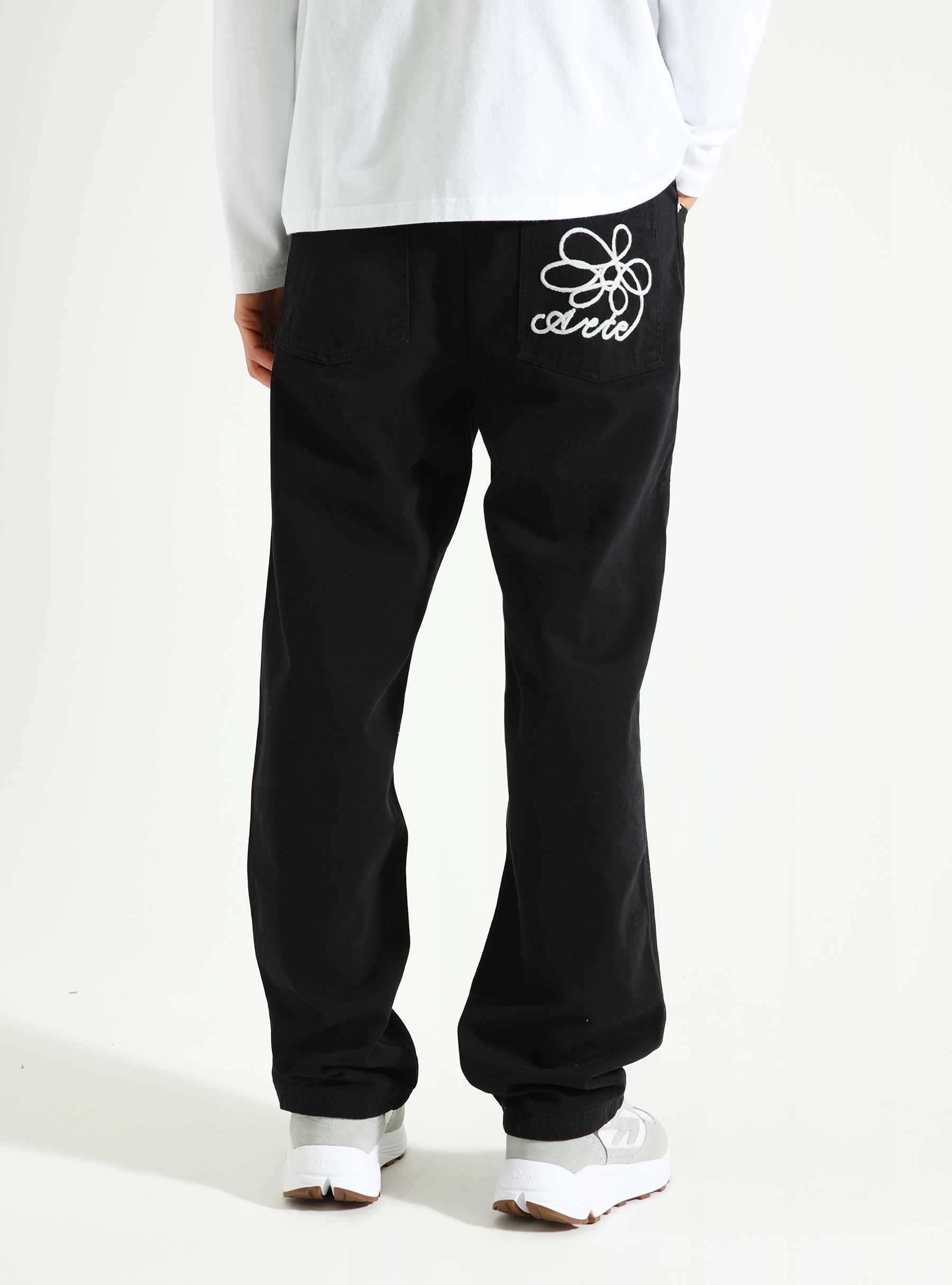 Embroidery Pocket Pants Black AW24-147P