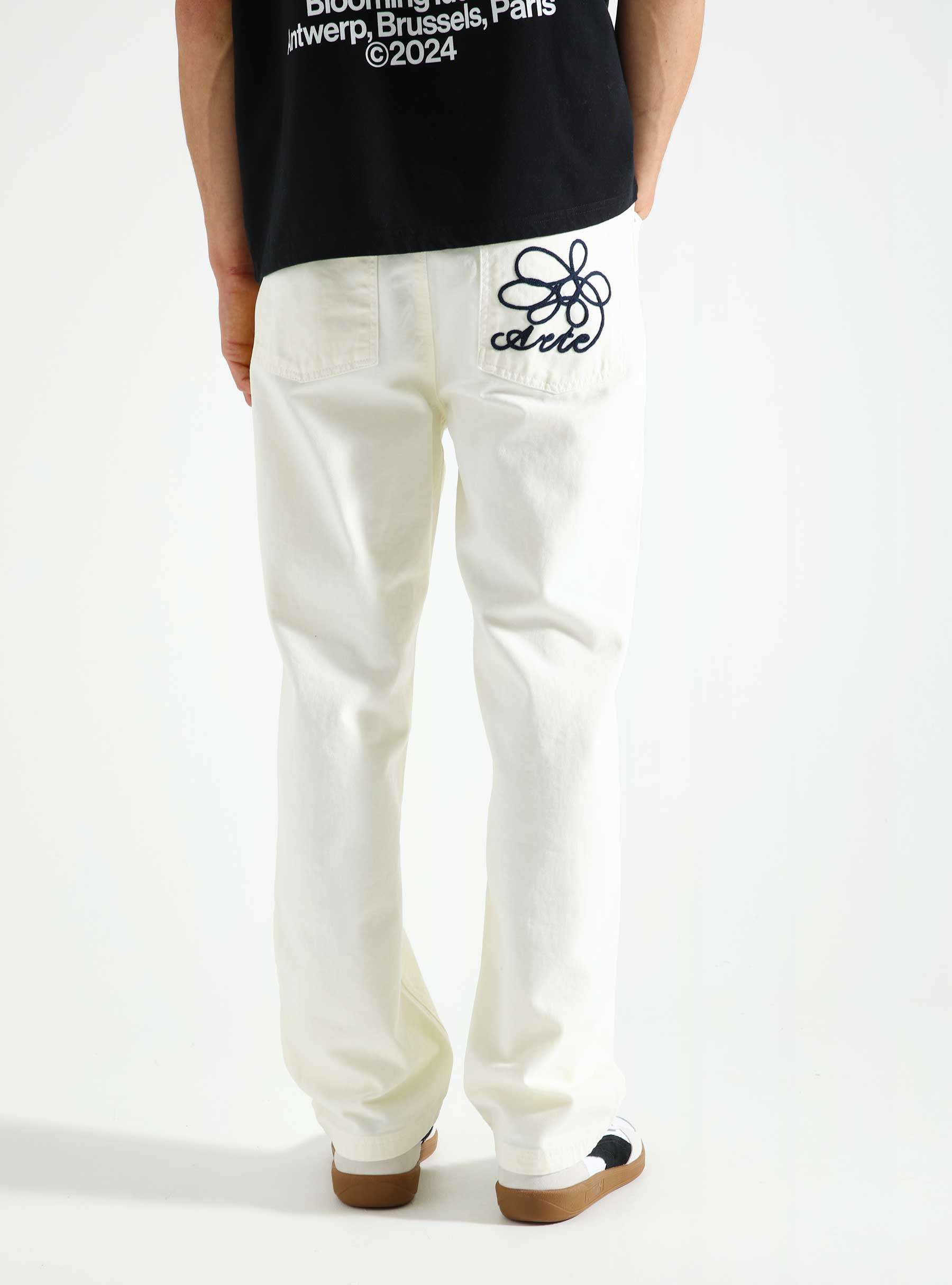 Embroidery Pocket Pants Cream AW24-147P