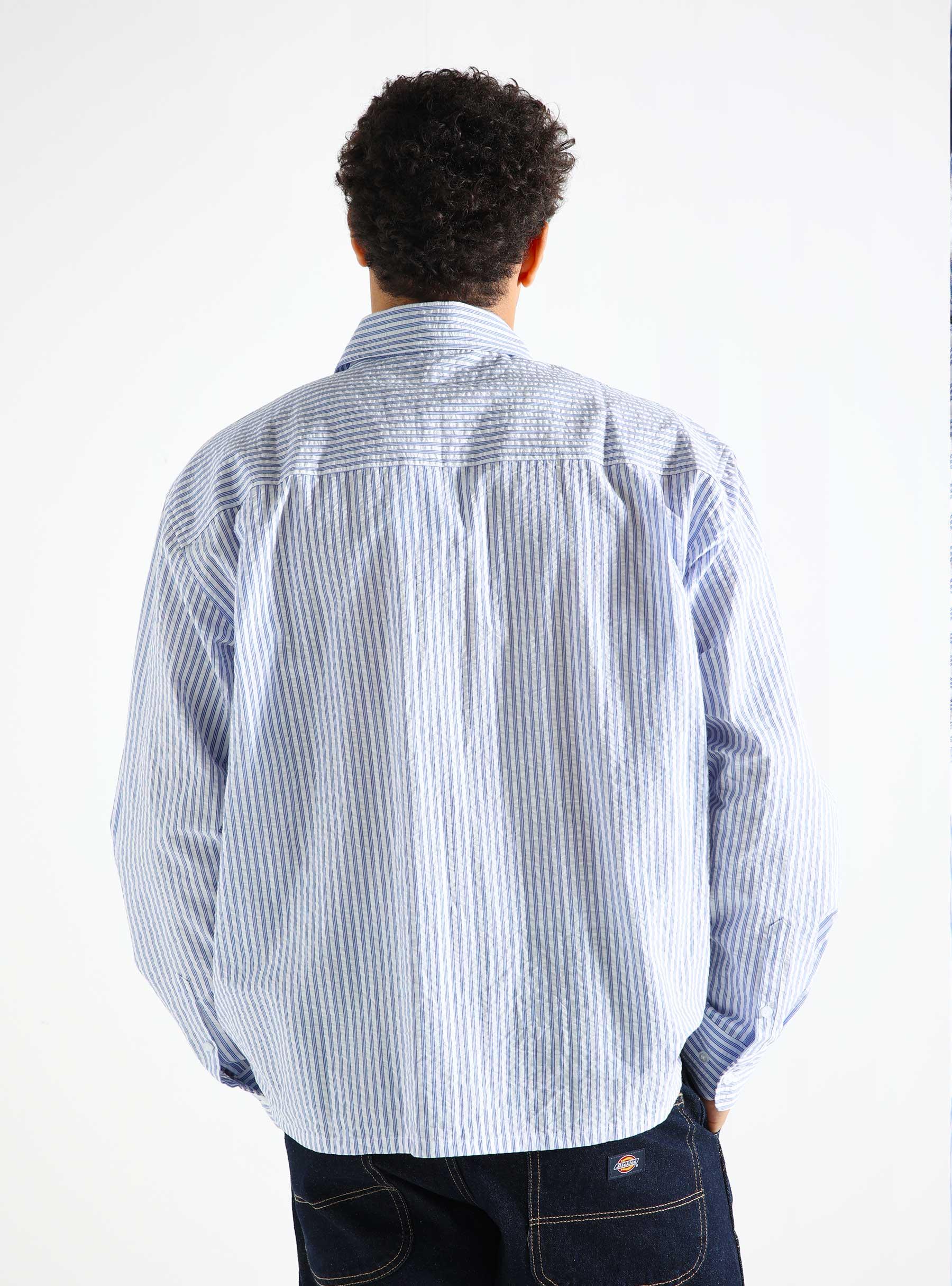 Seersucker Boxy Shirt Blue/White M180310