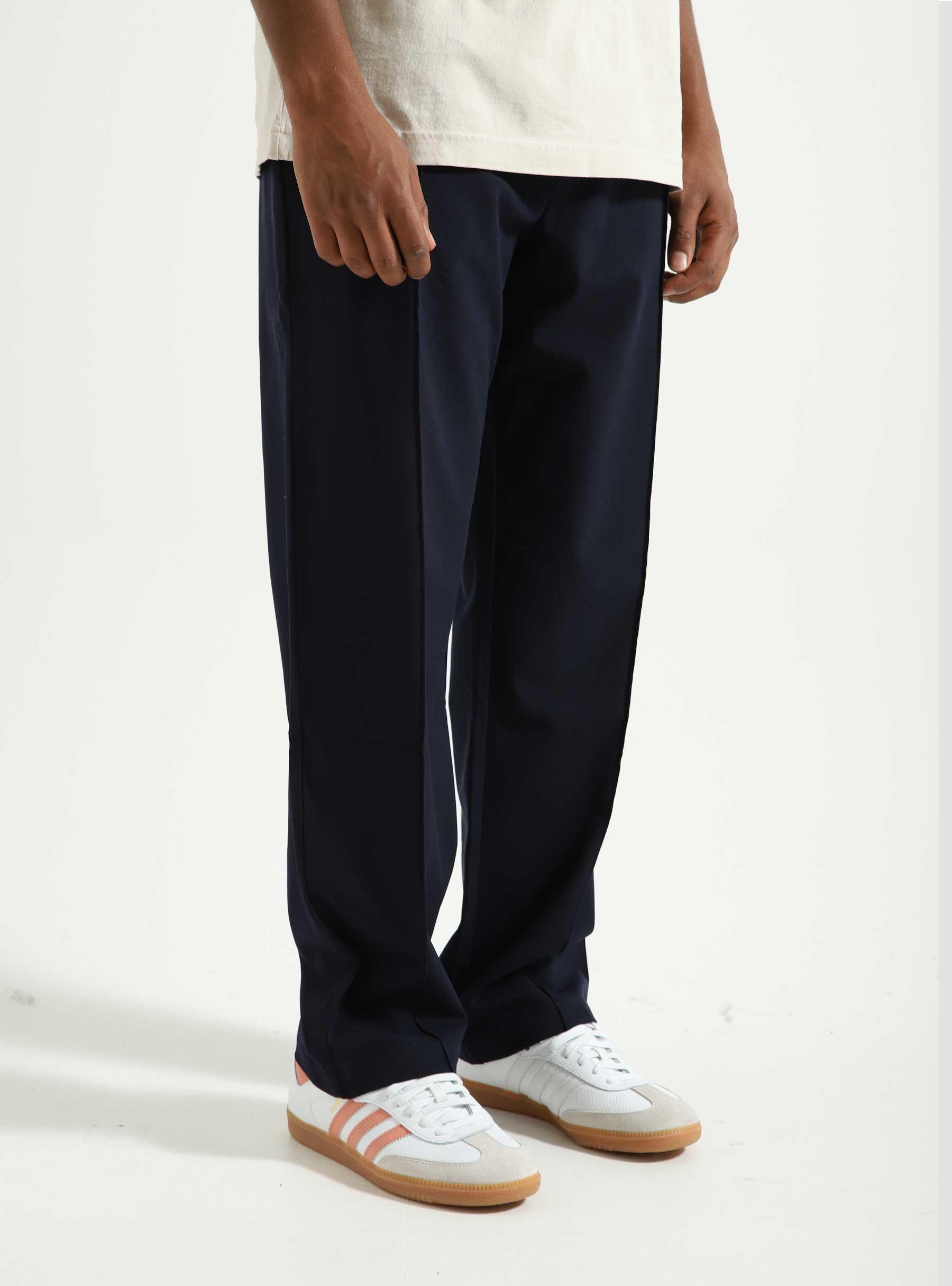 Wooly Straight Elasticated Trousers Navy M140406