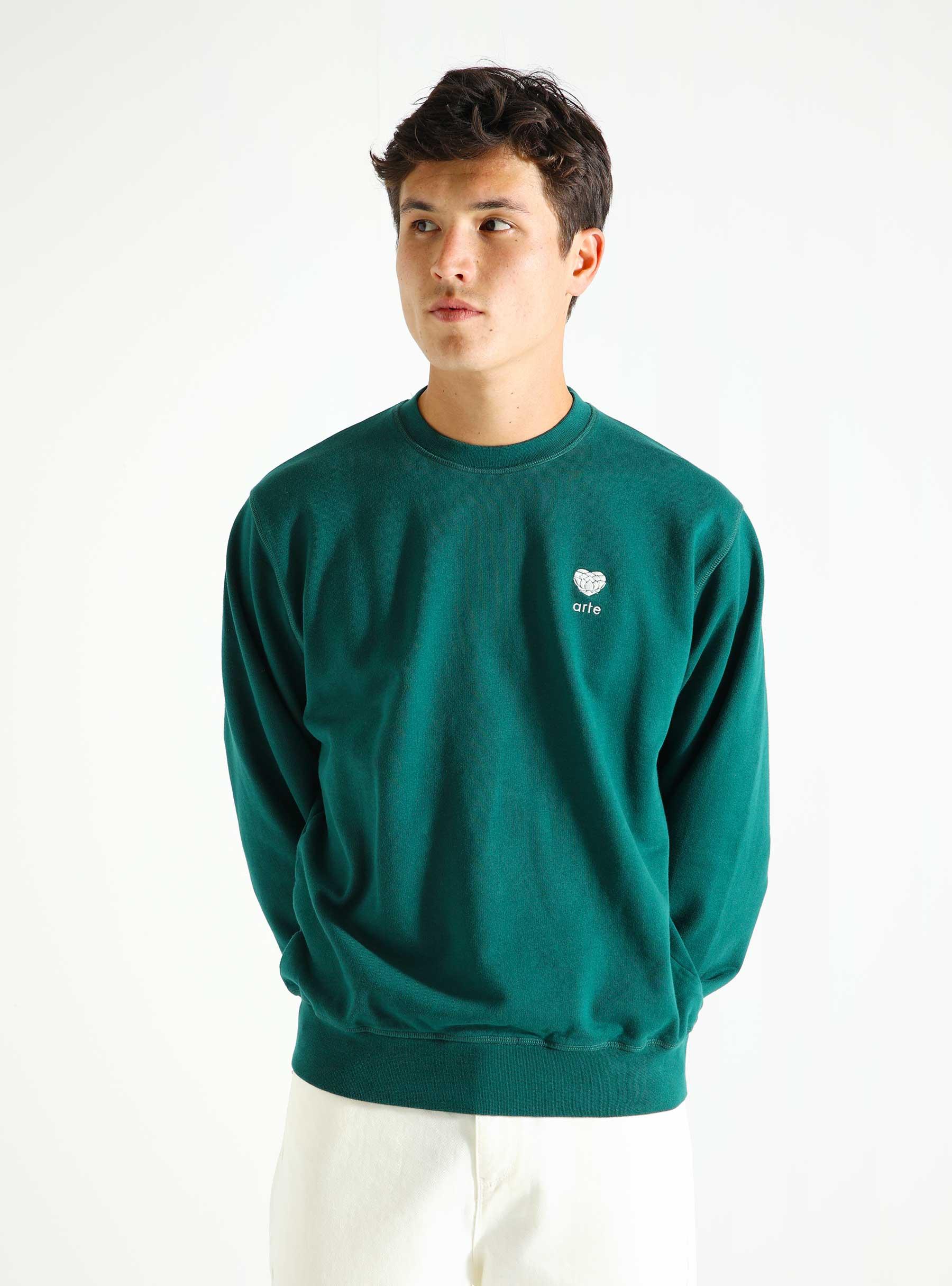 Heart Flower Logo Crewneck Green AW24-128C