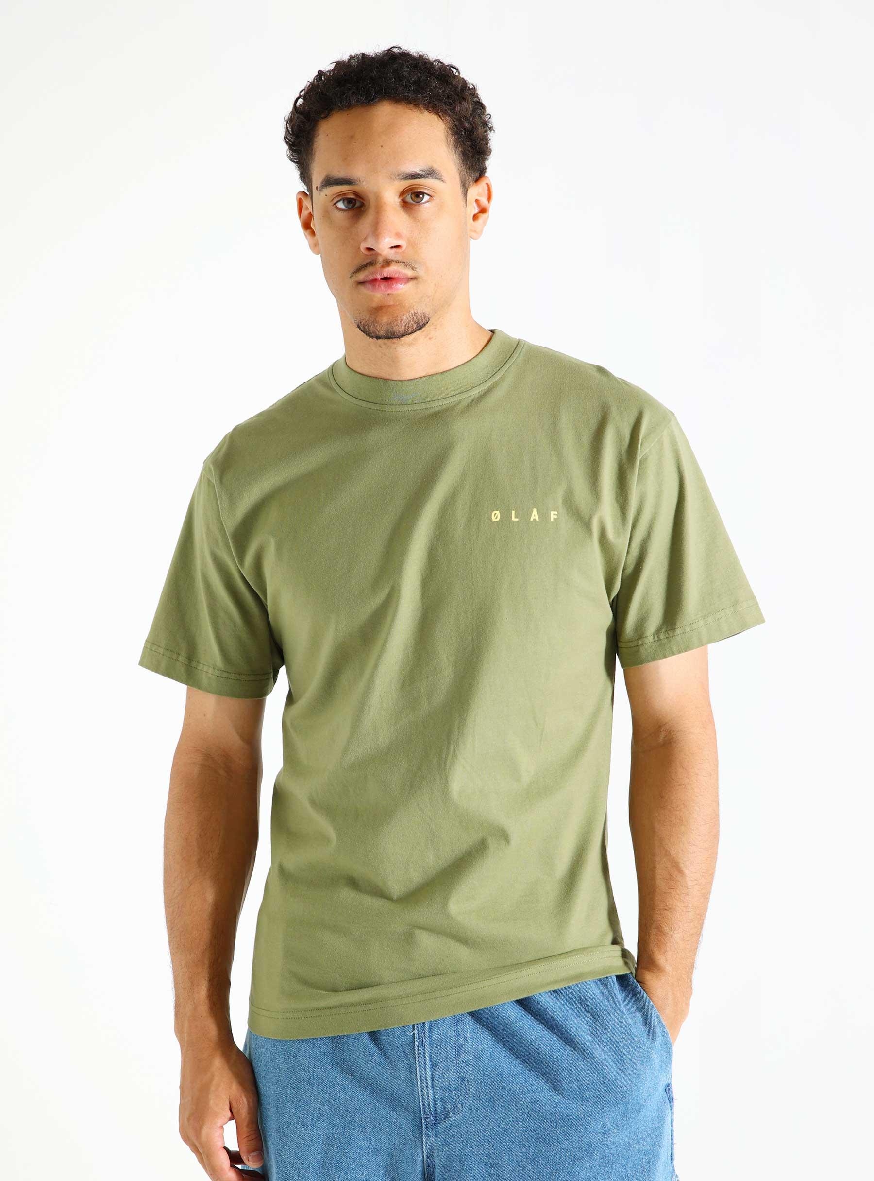 Scribble Face T-shirt Light Olive M180103