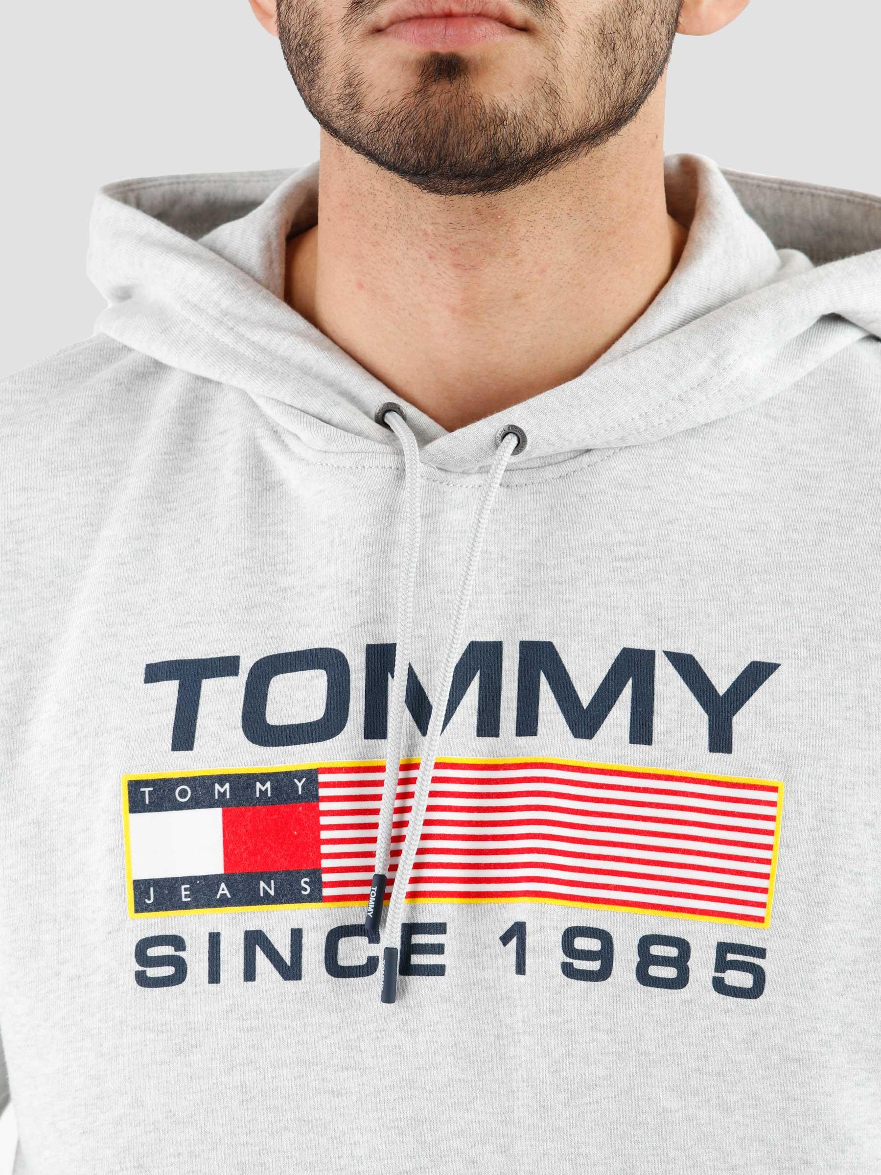 Tommy Jeans Grey TJM Heather Hoodie - Logo Reg Athletic Silver Freshcotton