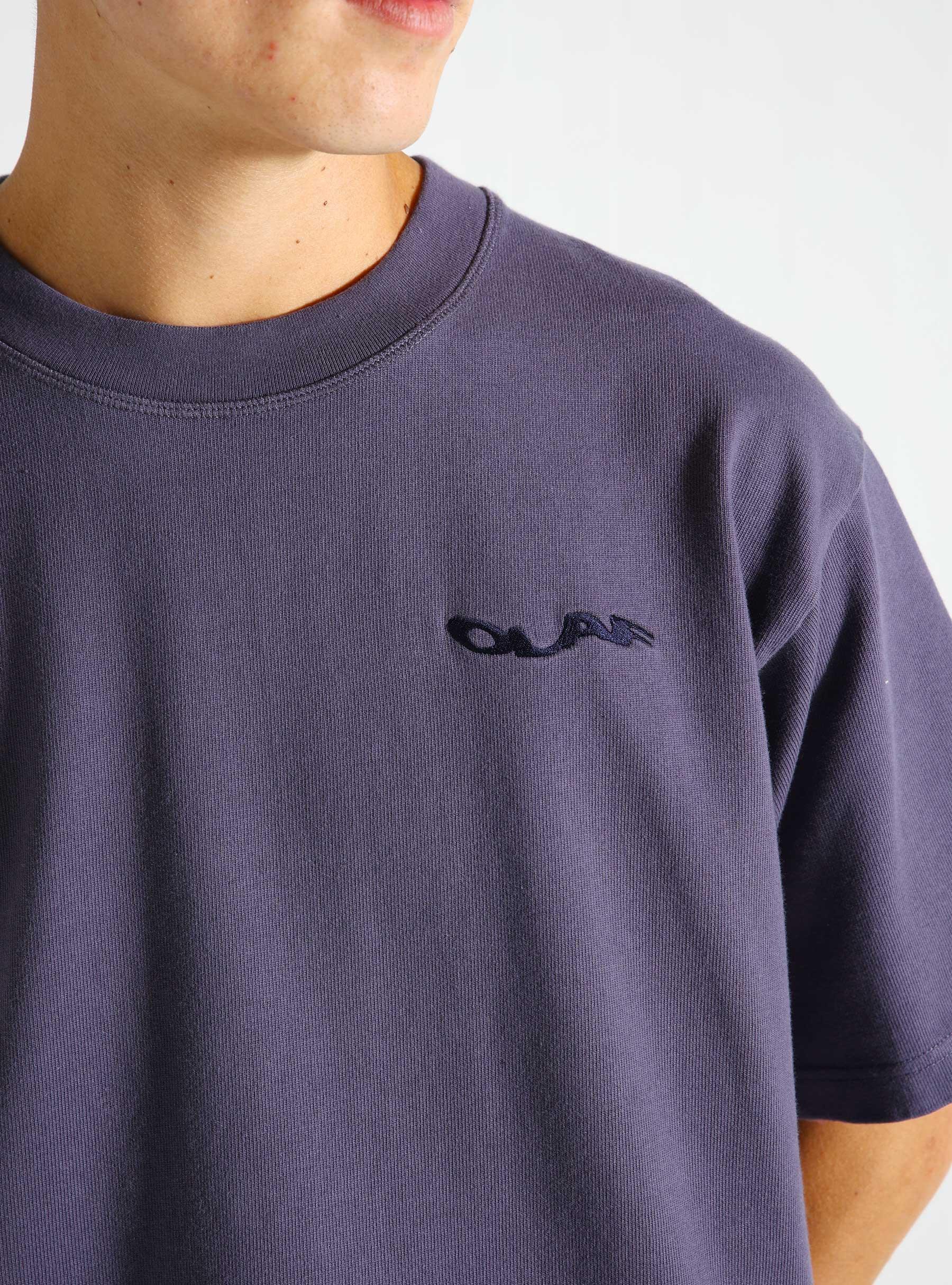 Wavy Drift Embro T-shirt Lavender Grey M180107