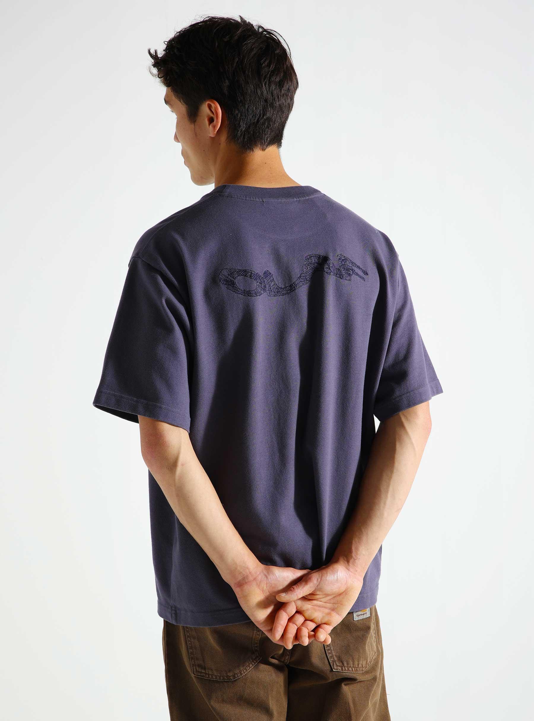 Wavy Drift Embro T-shirt Lavender Grey M180107