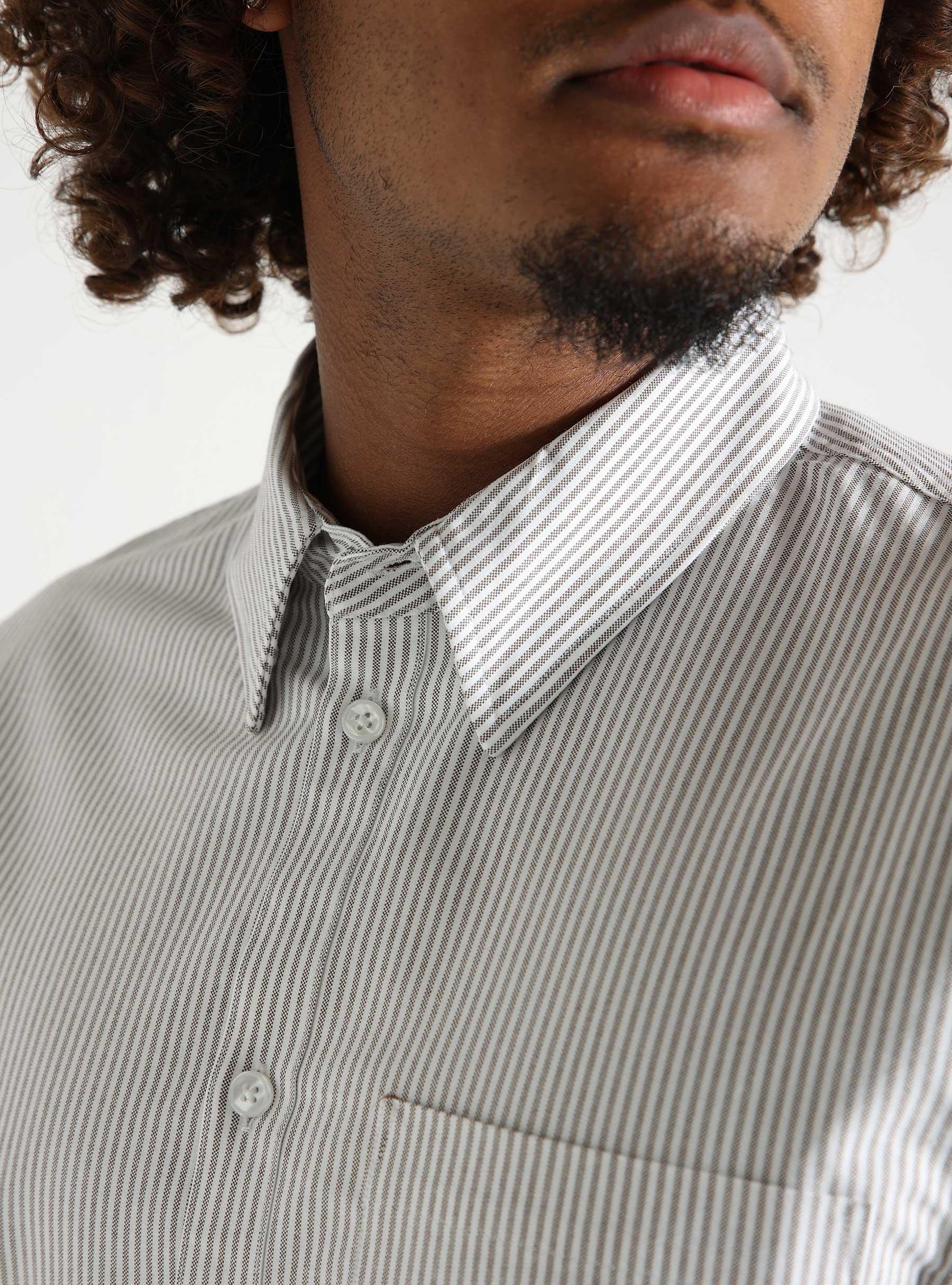 Stripe Oxford Shirt White/Brown M180302