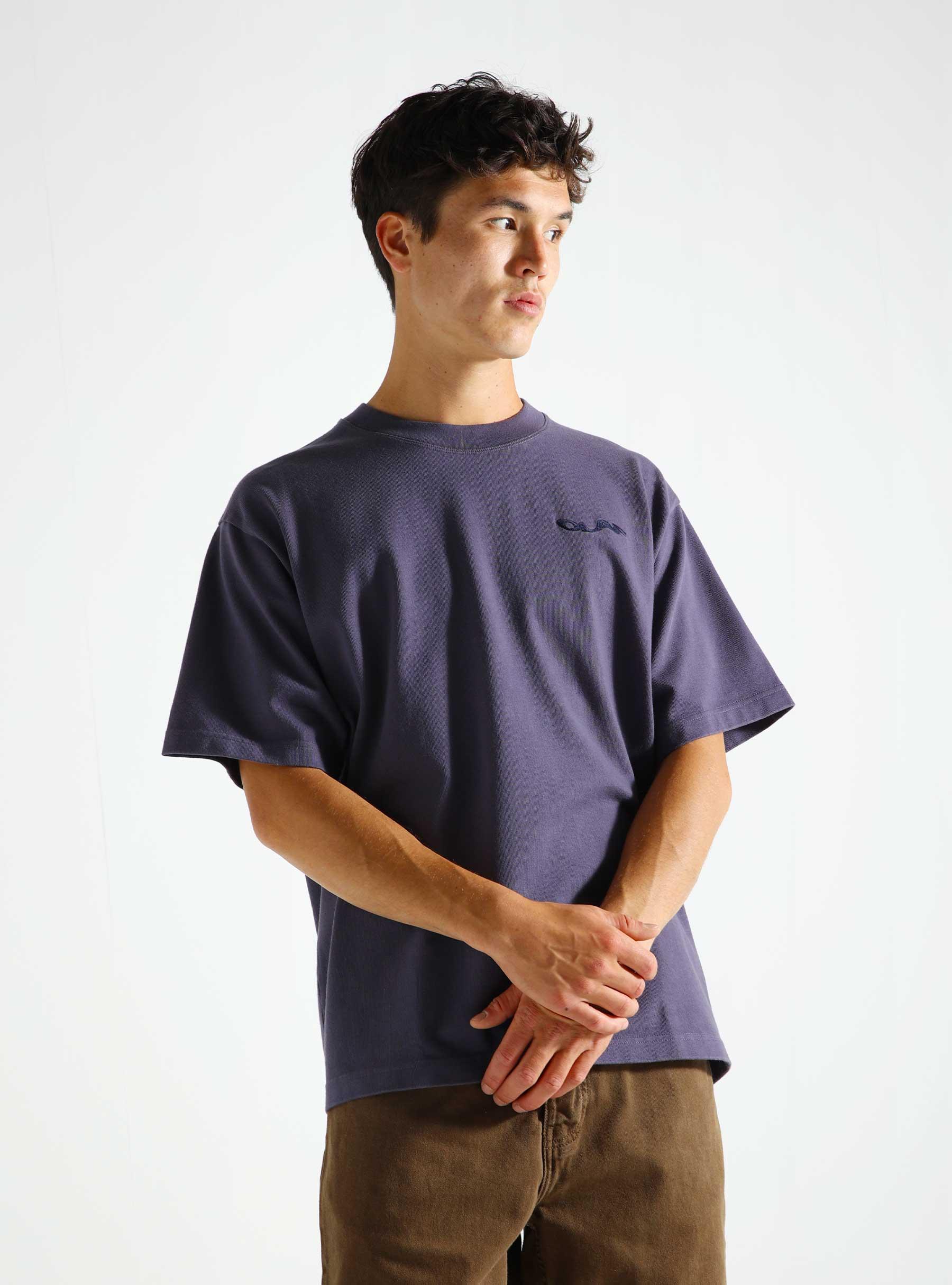 Wavy Drift Embro T-shirt Lavender Grey M180107