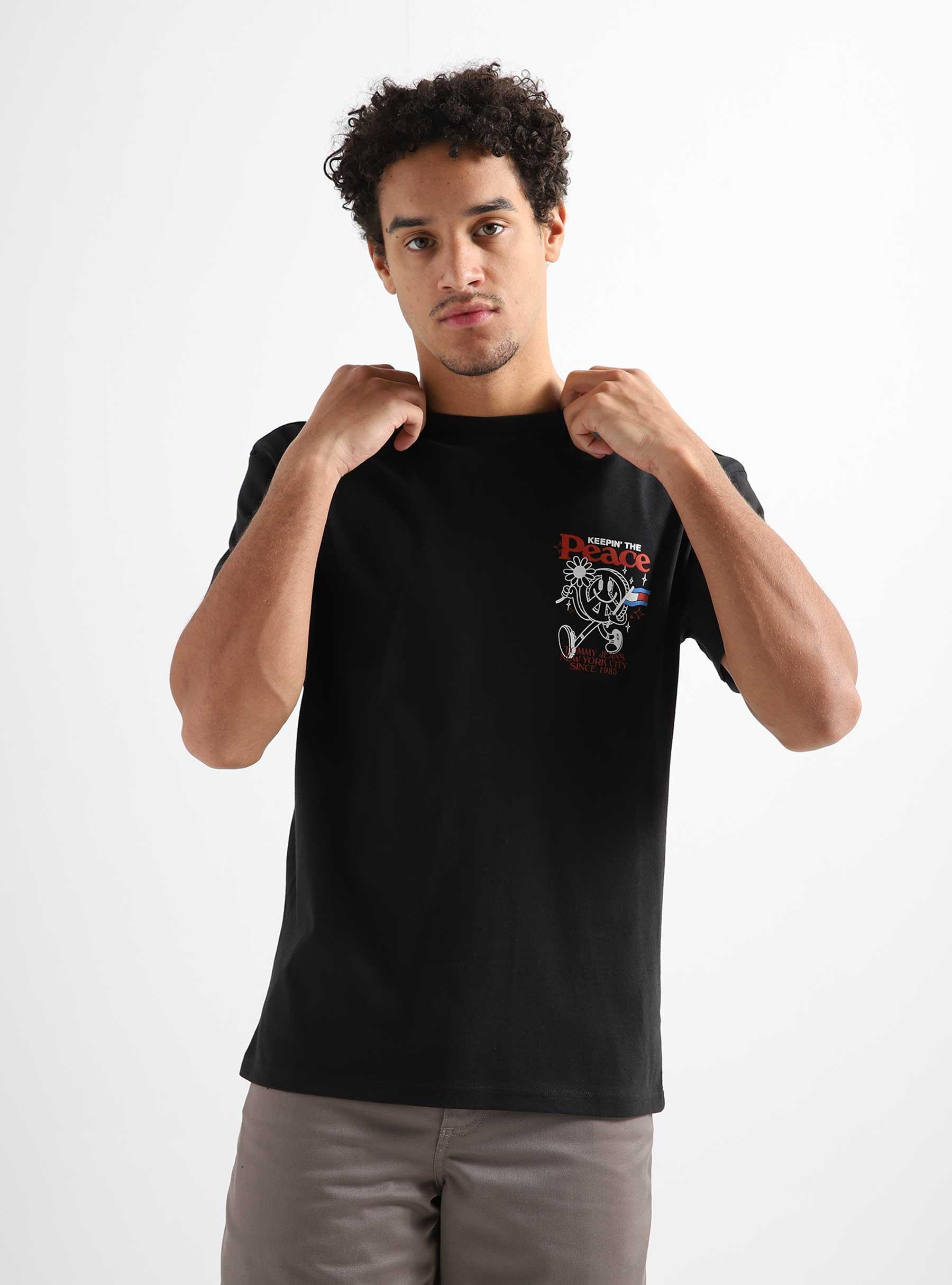 Tommy Jeans Black TJM T-shirt Freshcotton Smiley Homegrown 
