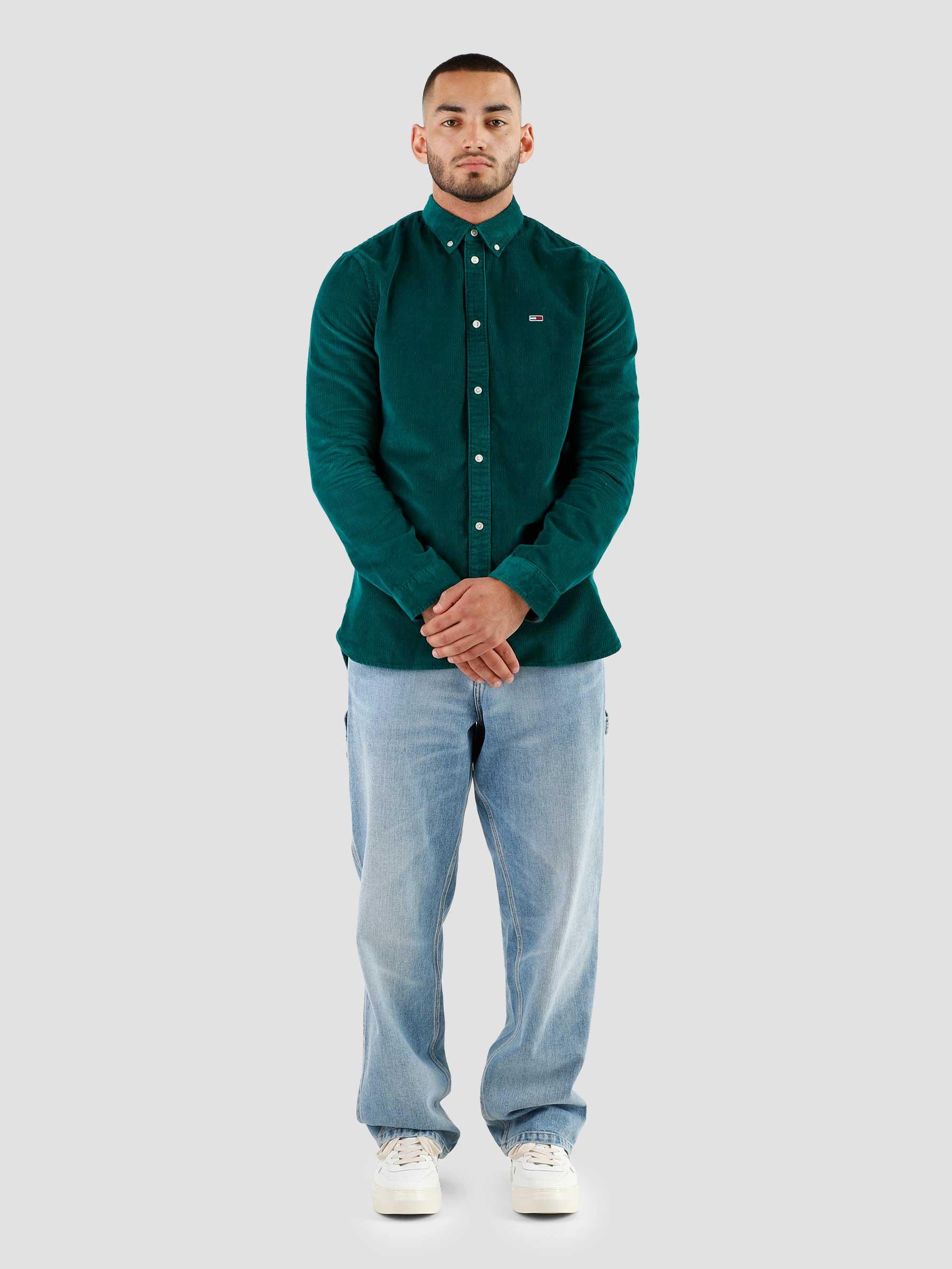 Tommy Jeans TJM Solid Cord - Freshcotton Green Shirt Dark Turf