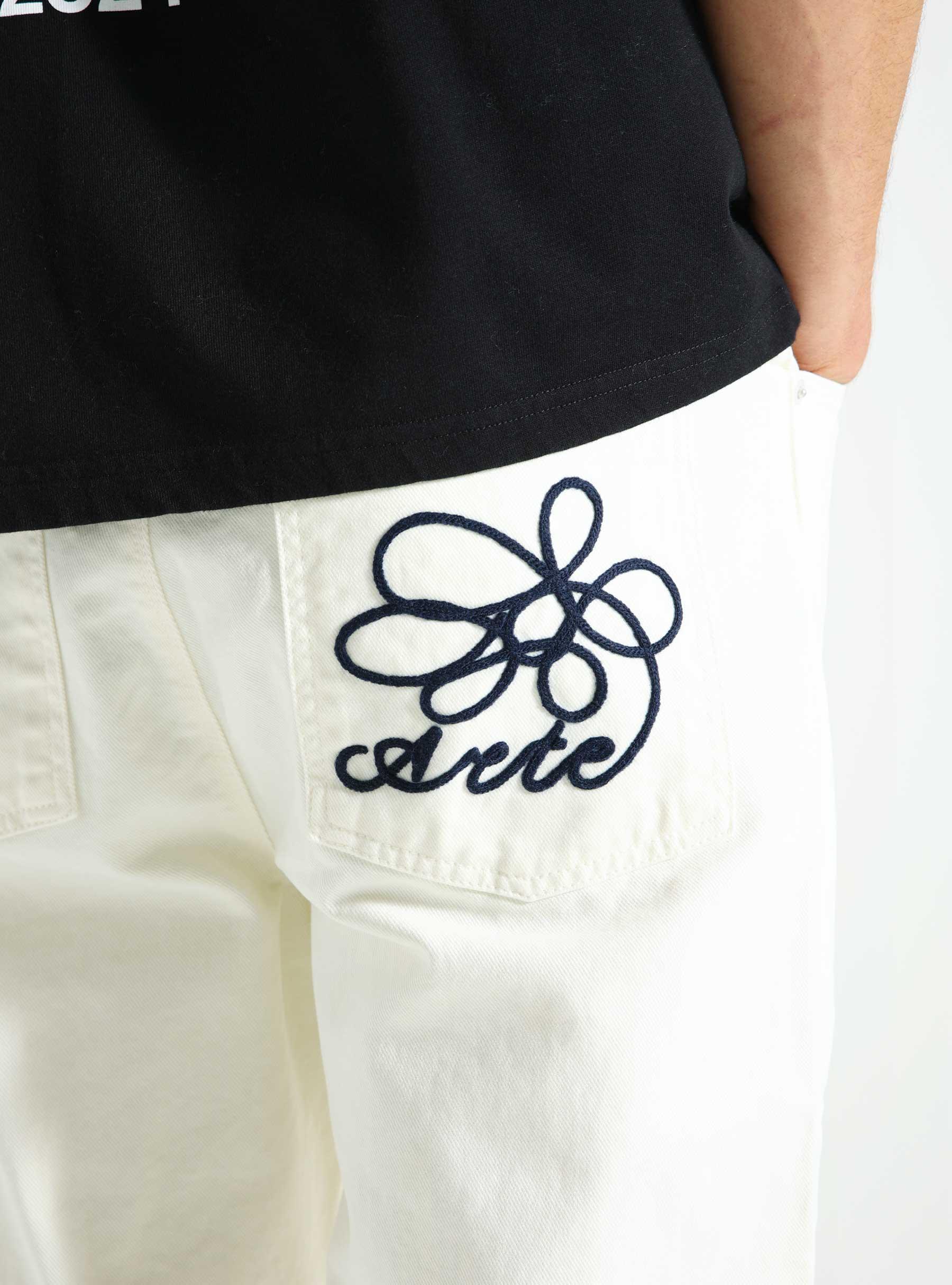 Embroidery Pocket Pants Cream AW24-147P