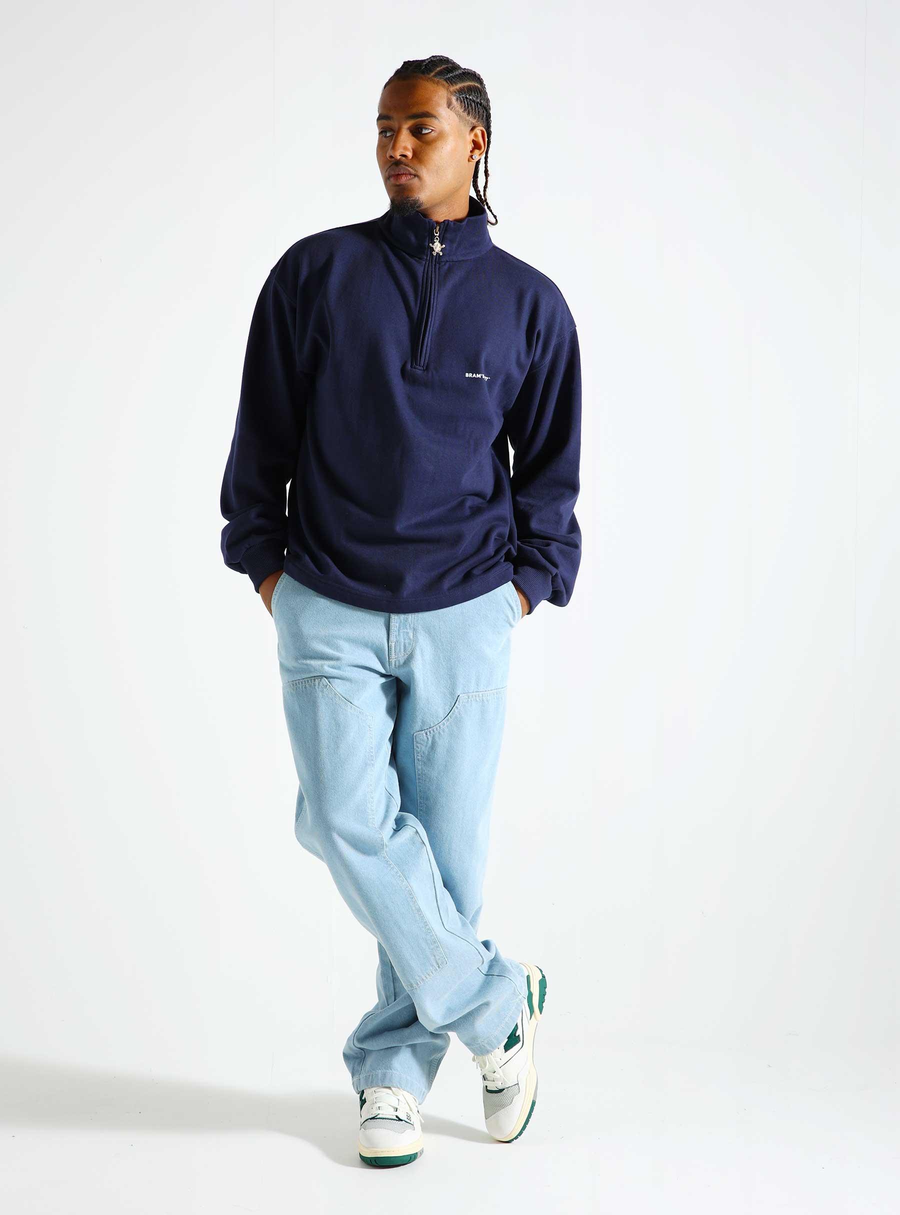 Lemon Buckle Quarter Zip Navy 368