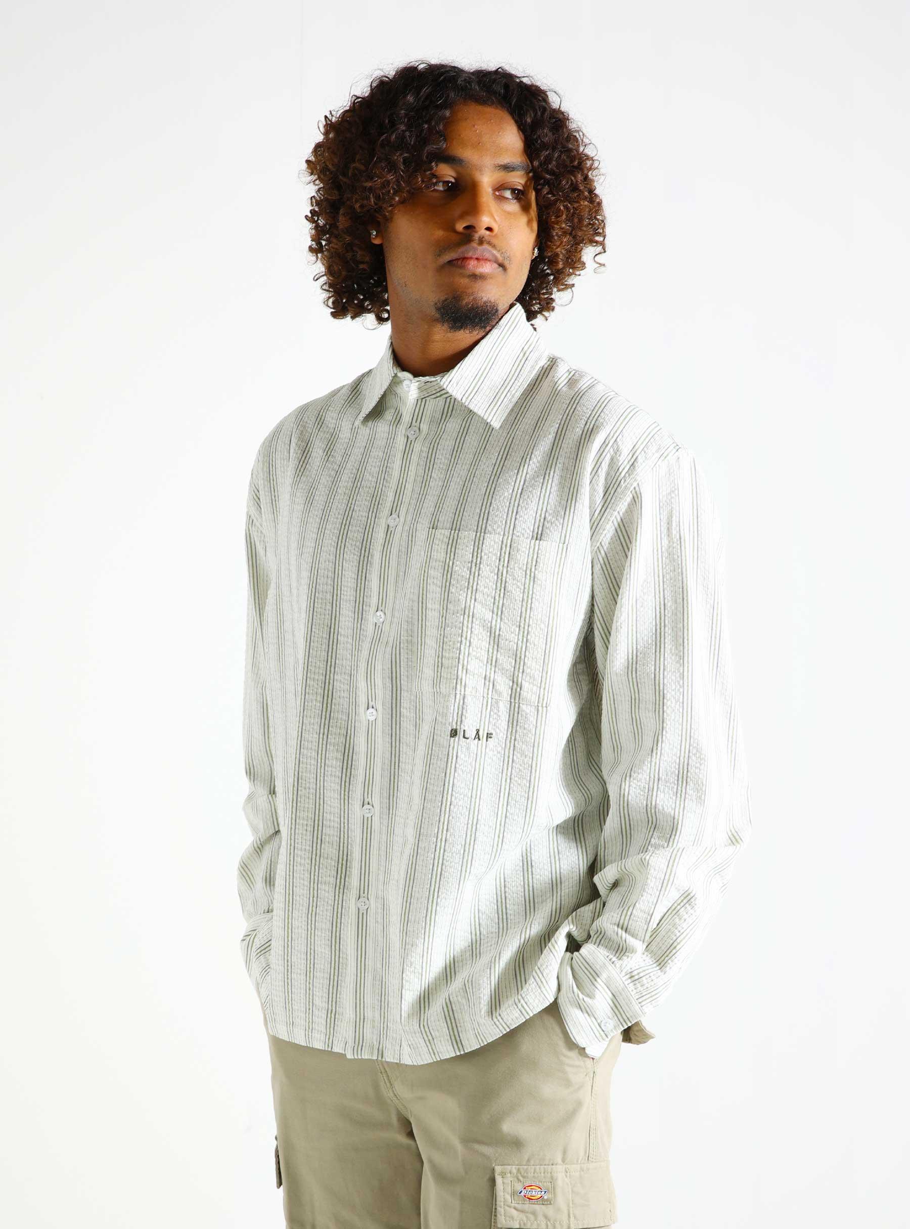 Seersucker Boxy Shirt Green Stp M180305