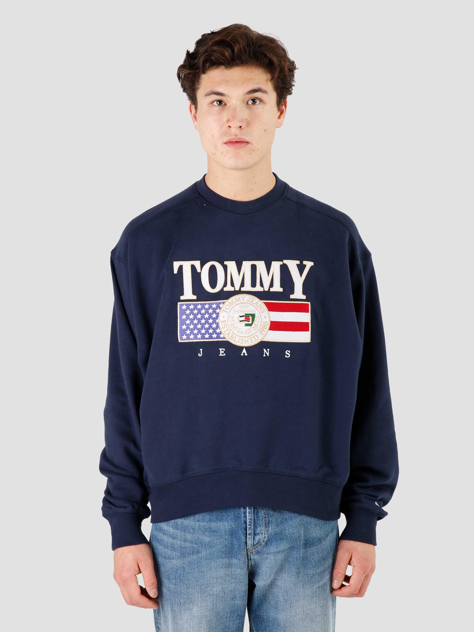 Navy Freshcotton Tommy TJM Crewneck Boxy - Jeans Luxe TJ Twilight