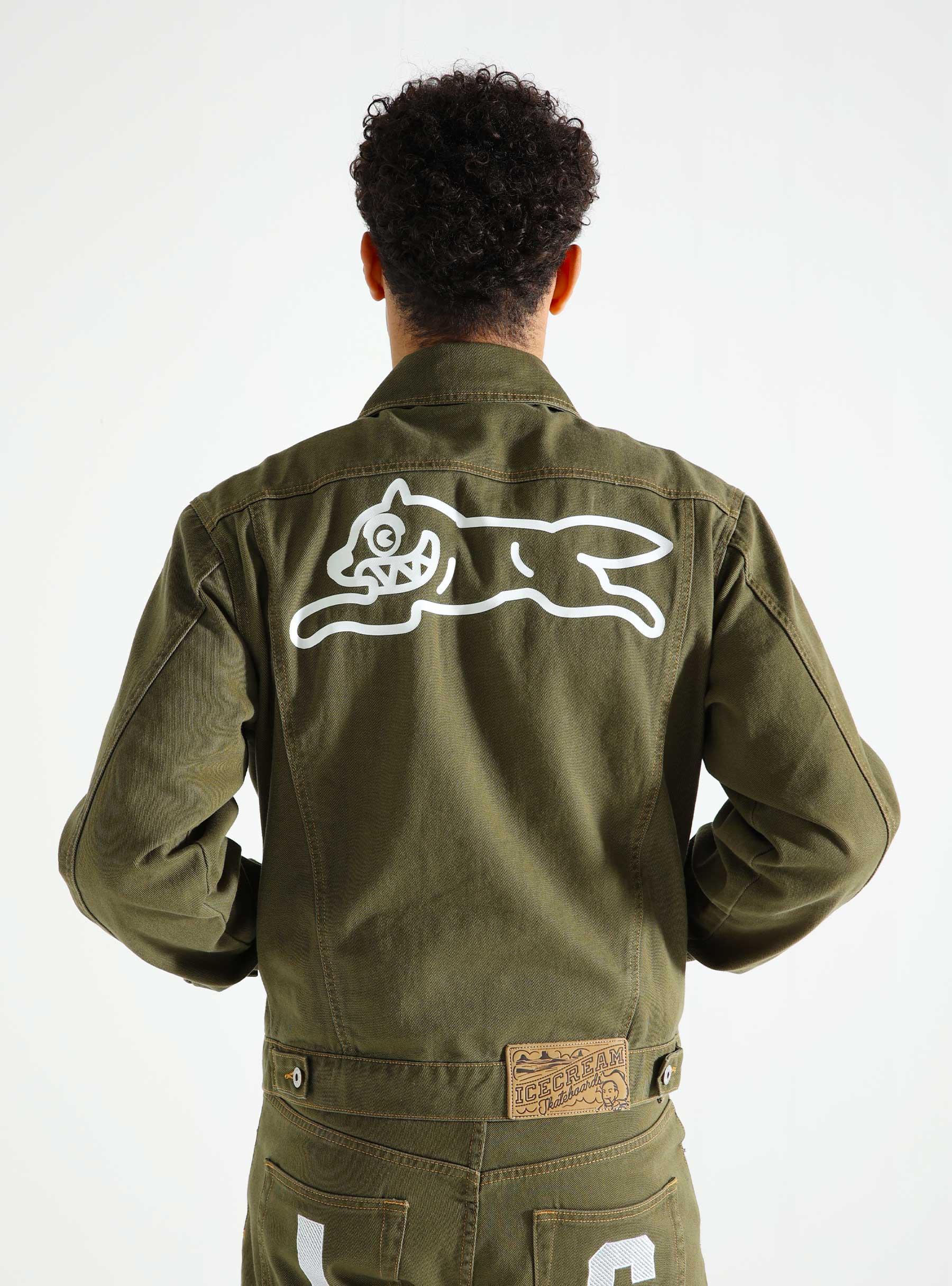 Running Dog Denim Trucker Jacket Green ICD006