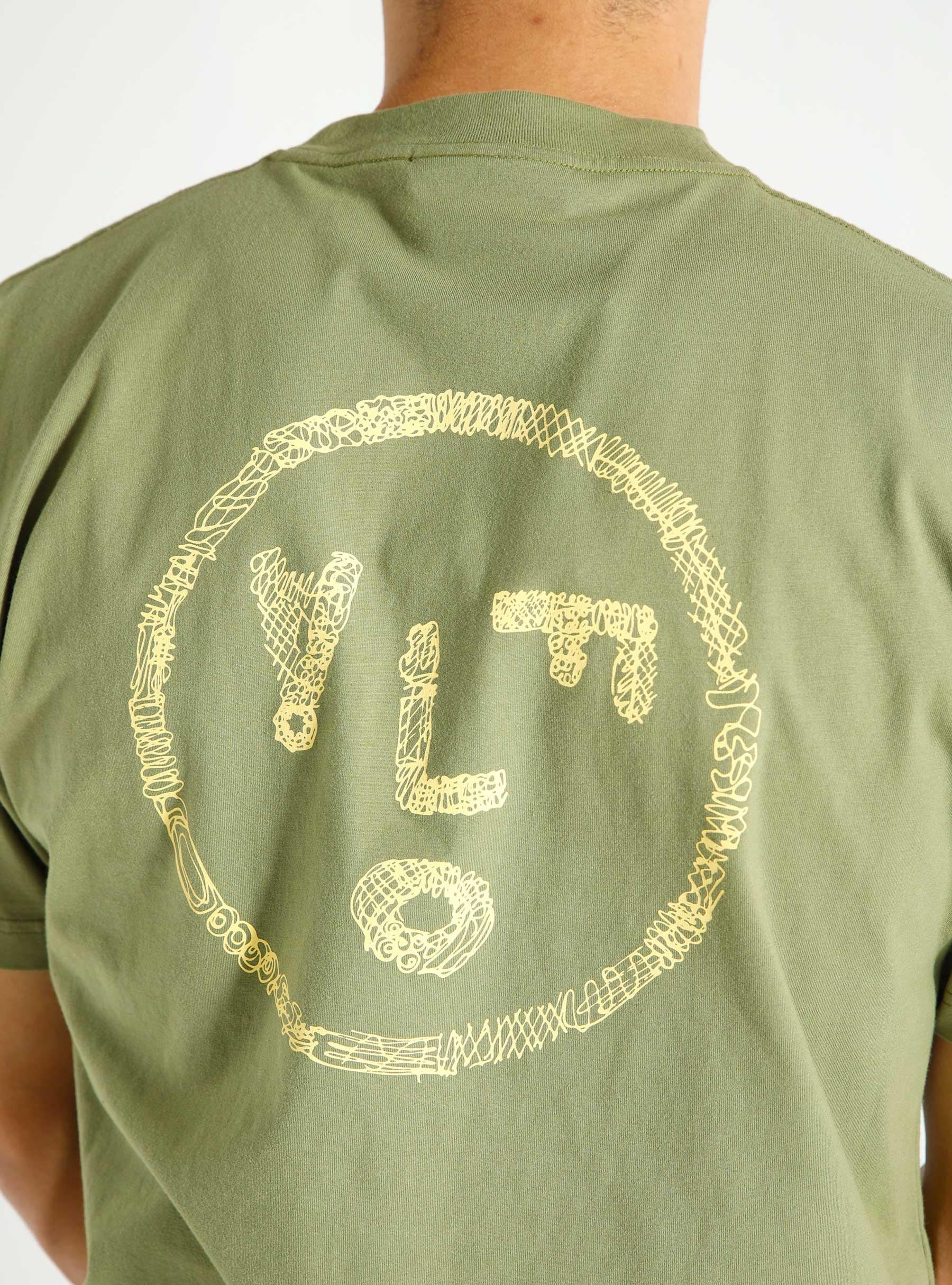 Scribble Face T-shirt Light Olive M180103