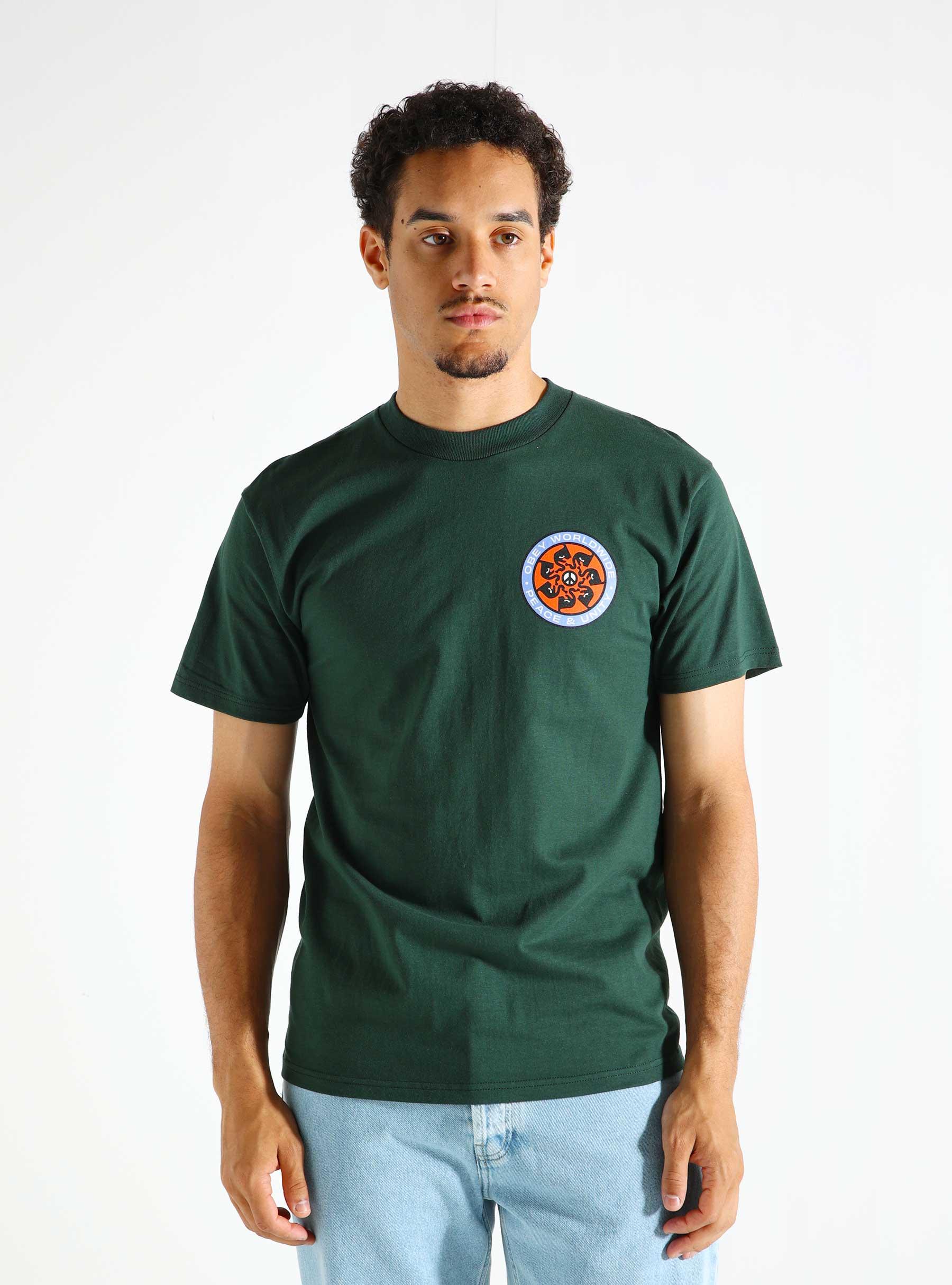 Obey Peace Wheel T-shirt Forest Green 165263883-FOR