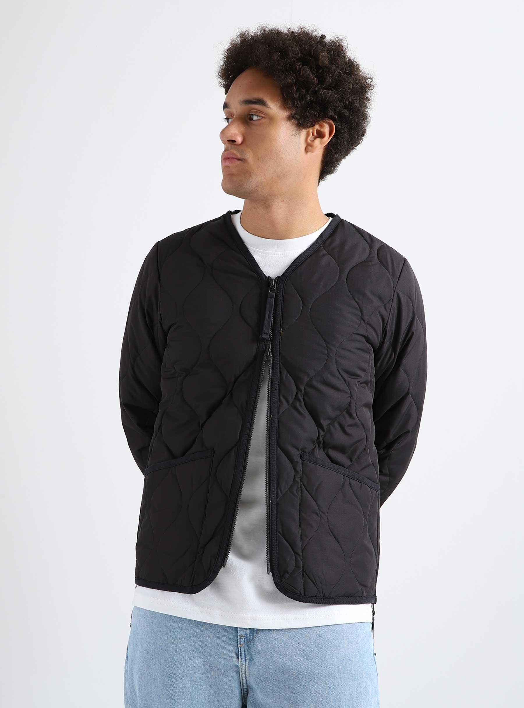 Taion Military Zip V Neck Down Jacket Black - Freshcotton