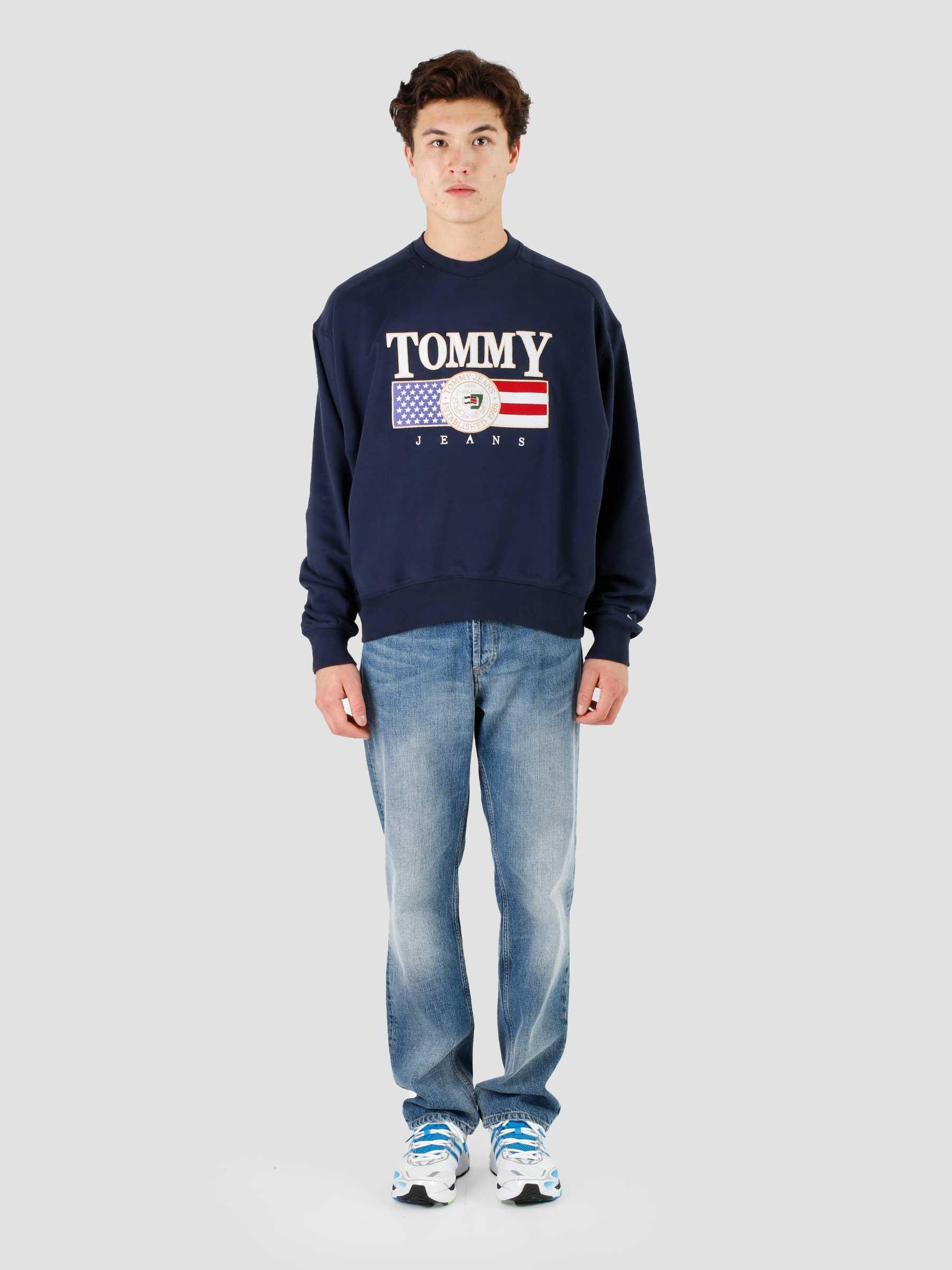 Tommy Jeans TJM Boxy Navy Twilight Crewneck - Luxe Freshcotton TJ