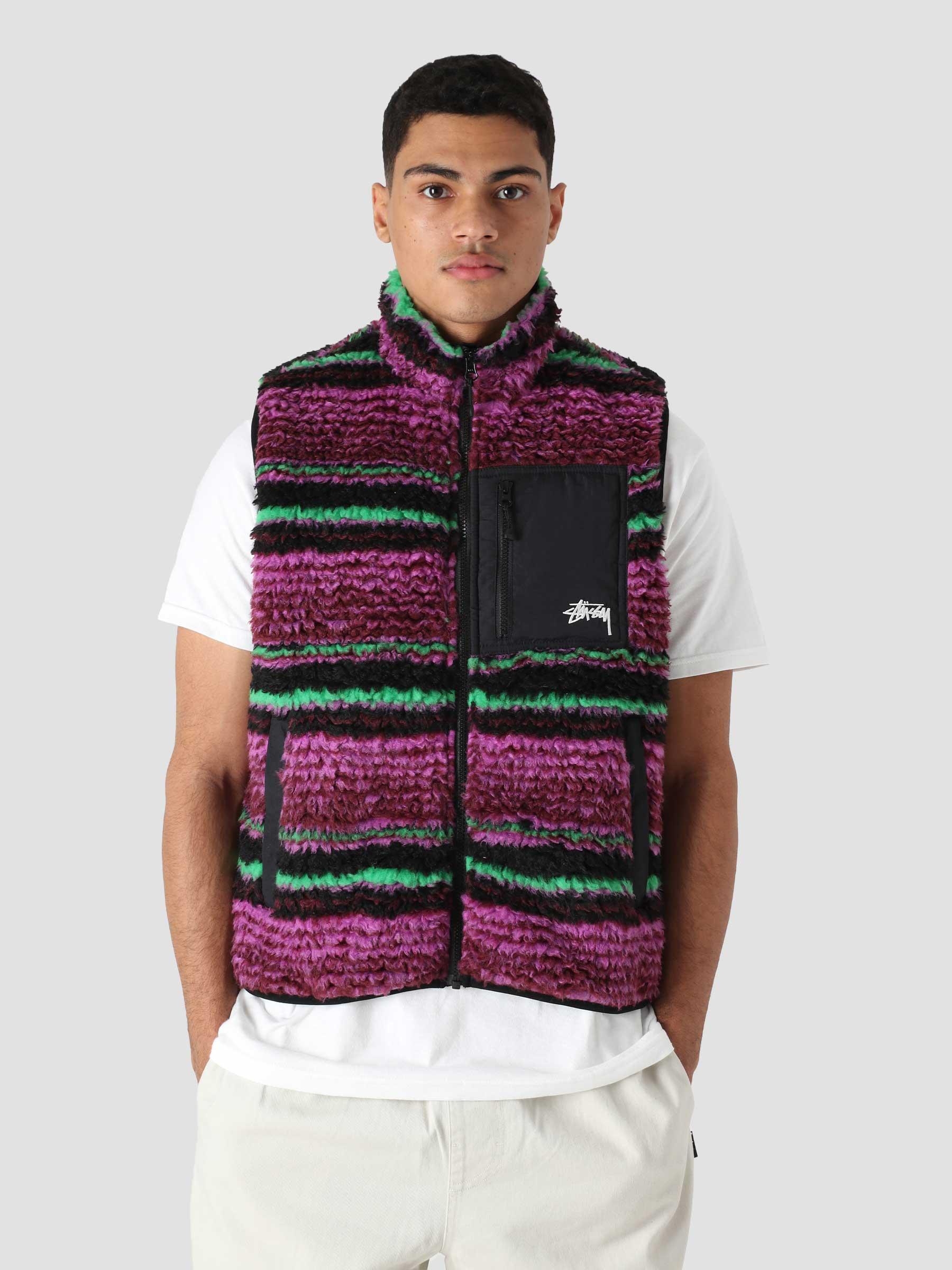 stussy stripd sherpa vest