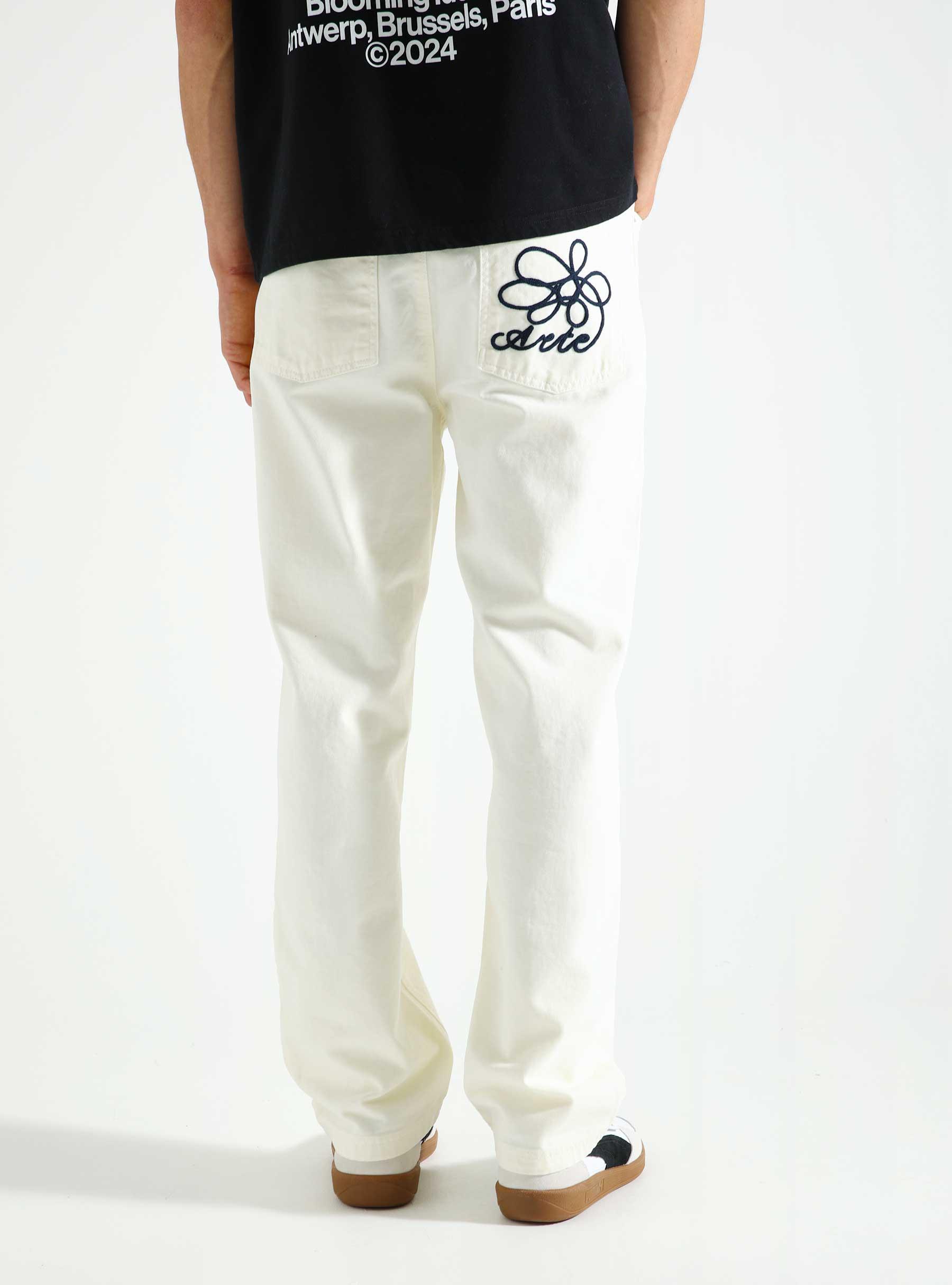 Embroidery Pocket Pants Cream AW24-147P