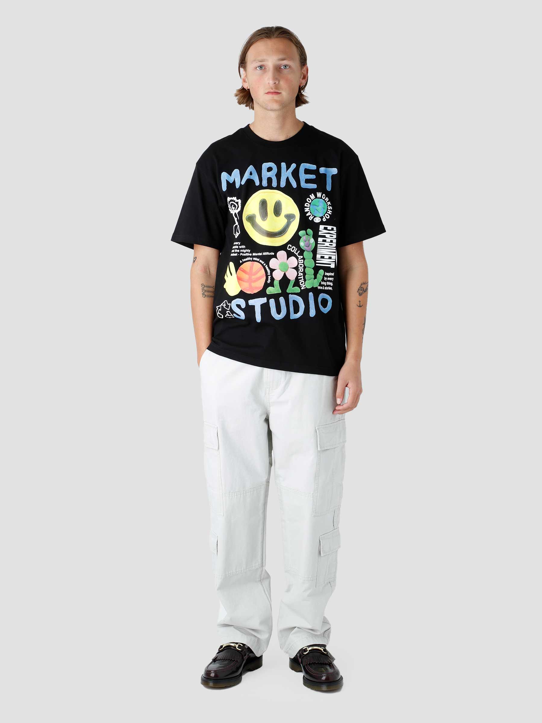 Market Smiley Collage T-shirt Black - Freshcotton