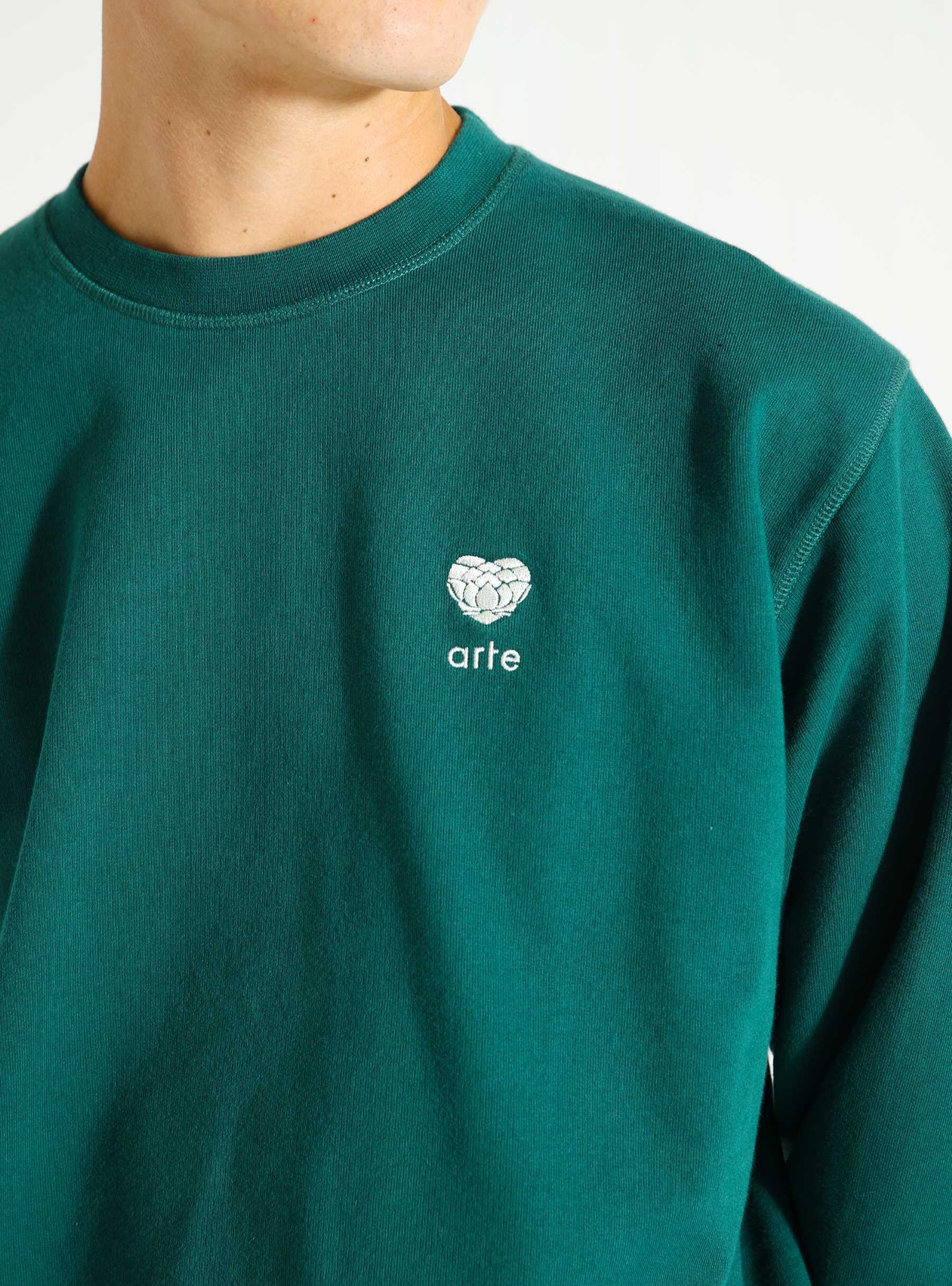 Heart Flower Logo Crewneck Green AW24-128C