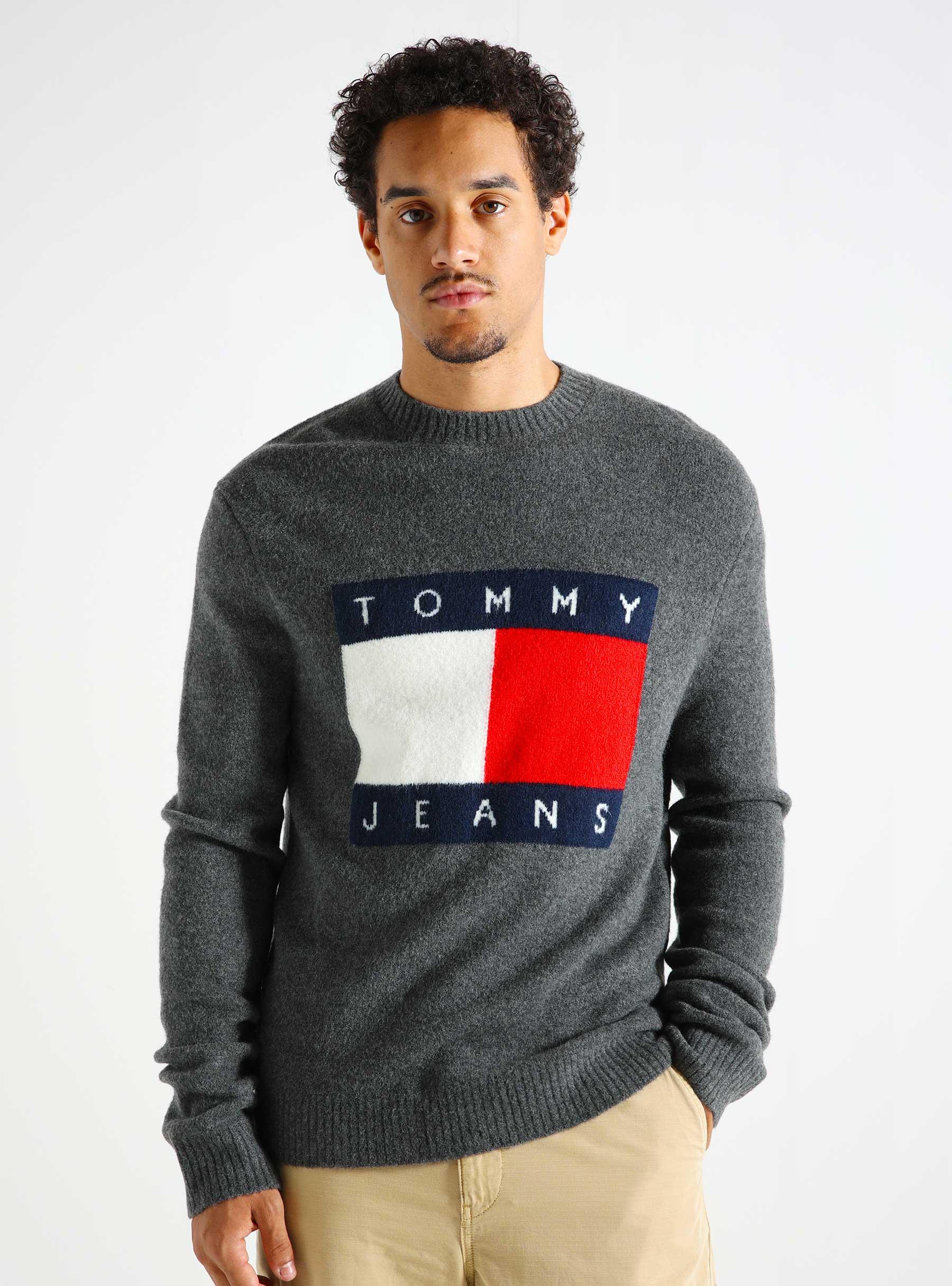 TJM Reg Melange Flag Sweater New Charcoal Melange DM0DM19442PUB