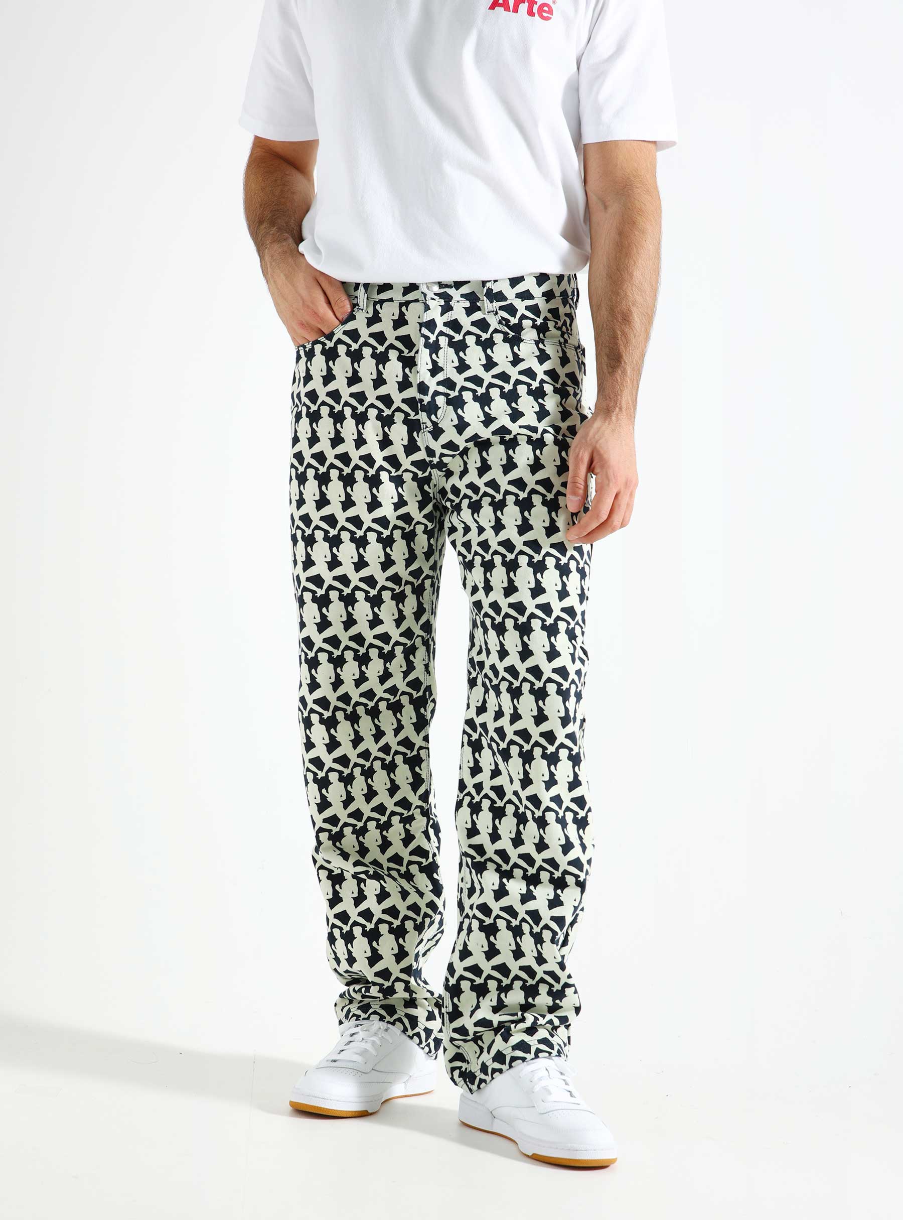 Arte Antwerp Jones Allover Pants Navy Cream SS24-069P