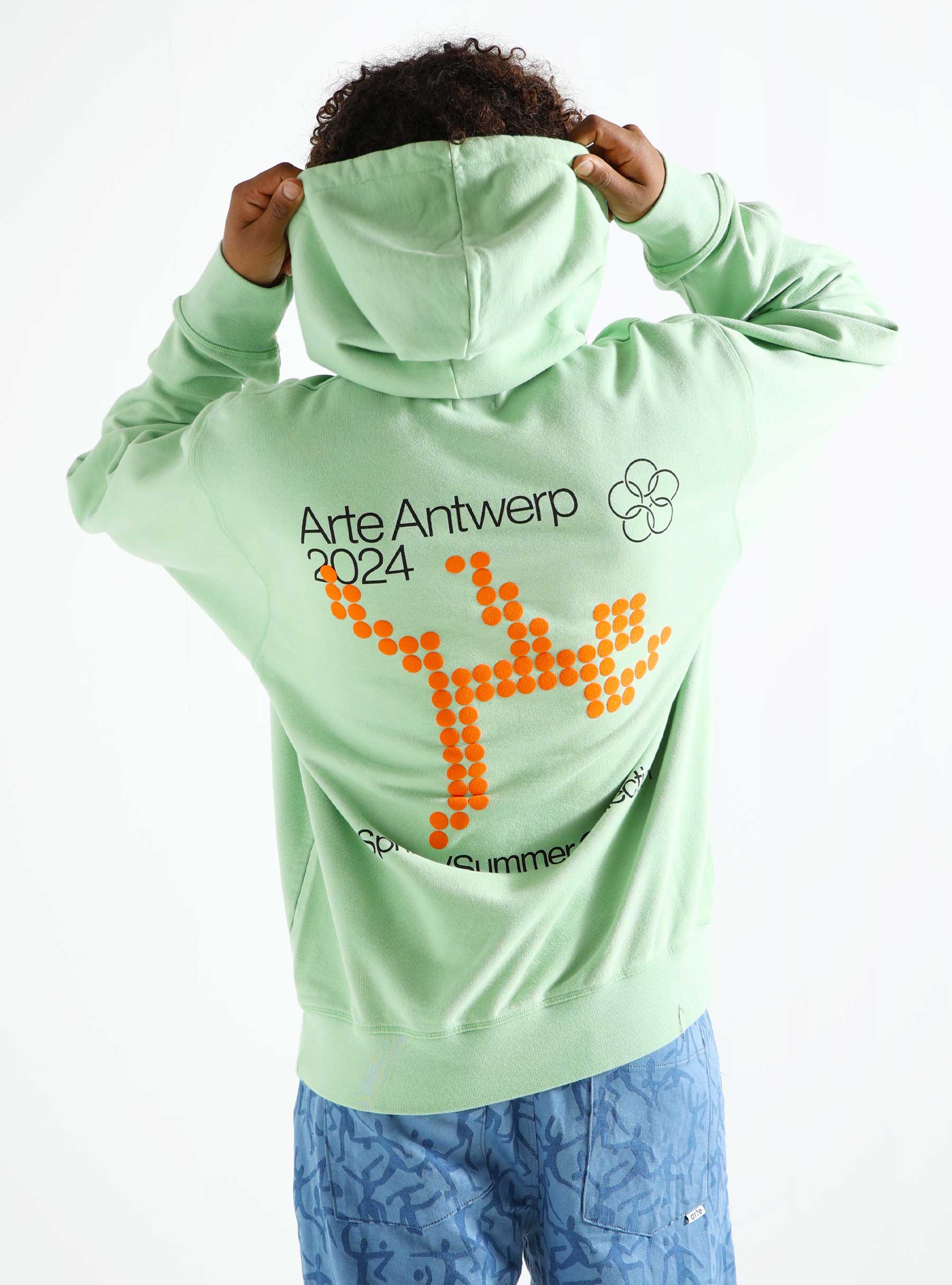 Arte Antwerp Hank Back Runner Hoodie Green SS24-043H