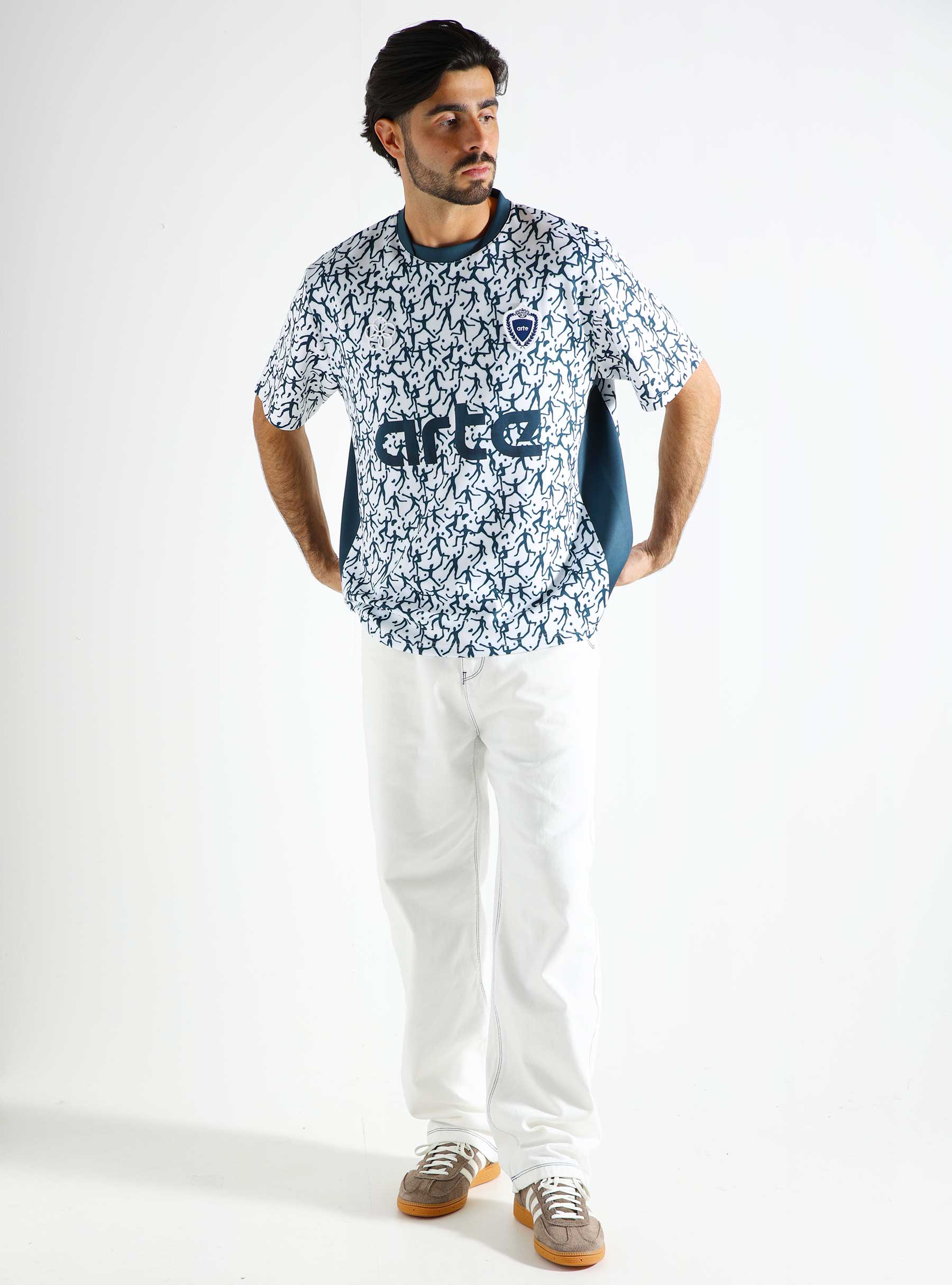 Arte Antwerp Silvester Shirt White Navy SS24-152T