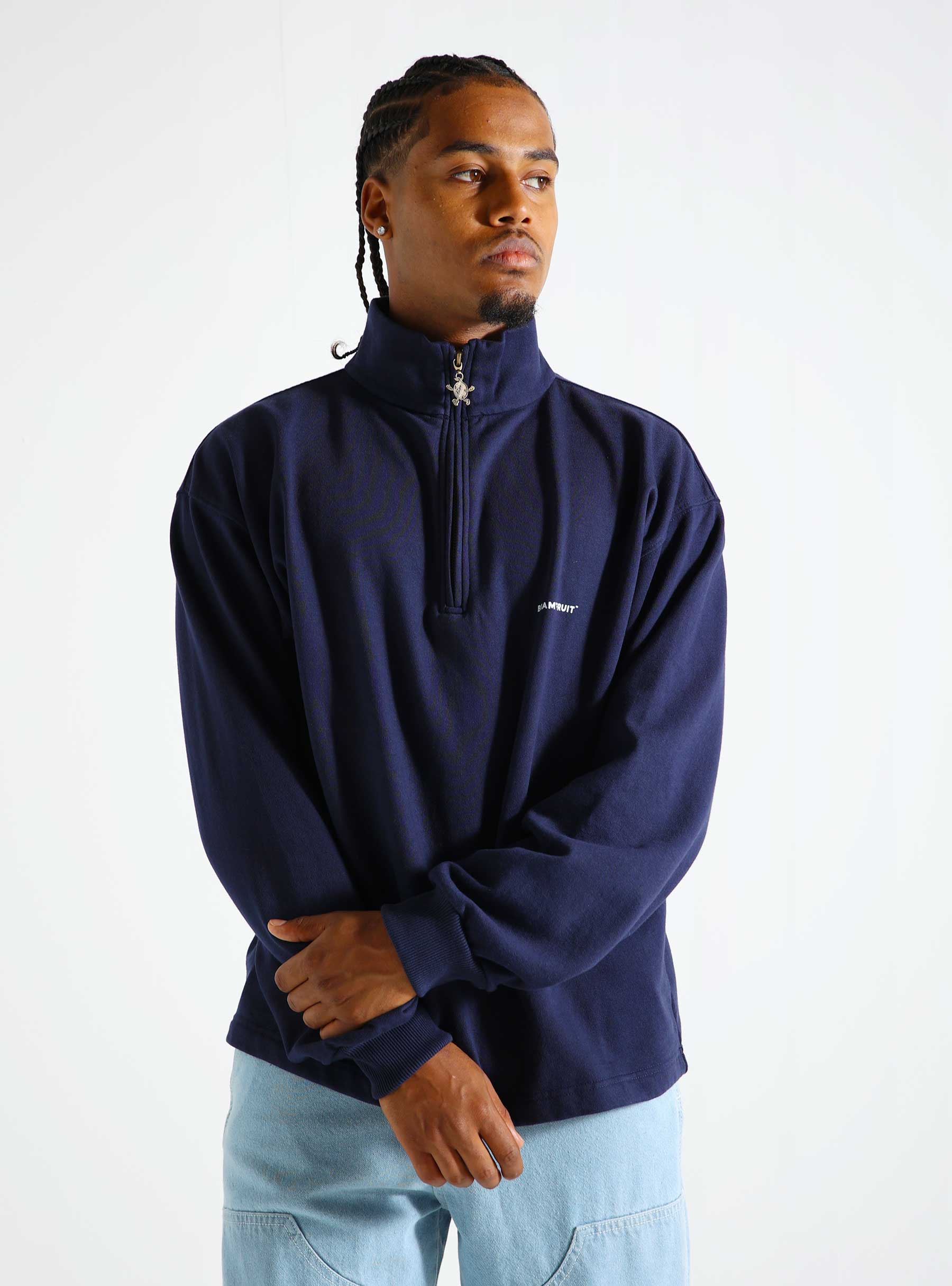 Brams Fruit Lemon Buckle Quarter Zip Navy 368