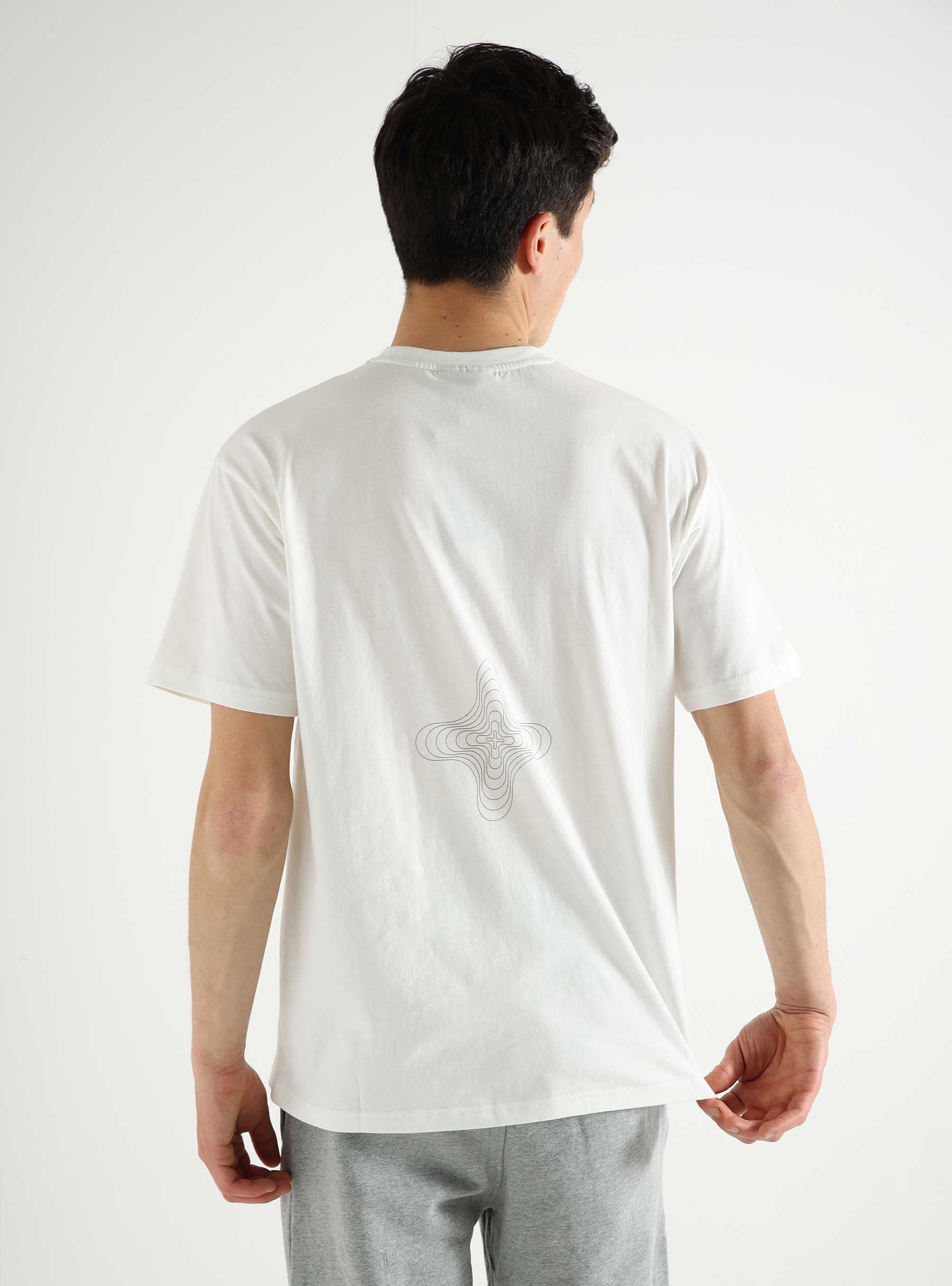 Banlieue B+ Reflective Print T-Shirt White BPLUS- FW23-TS05