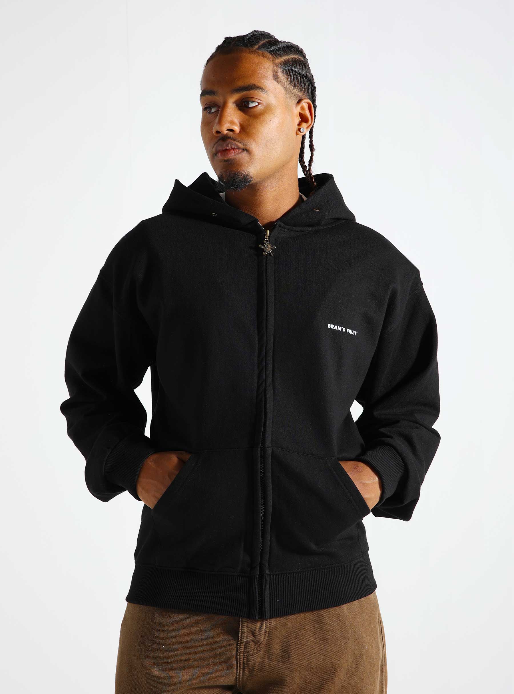 Brams Fruit Lemon Buckle Zip-up Hoodie Black 366