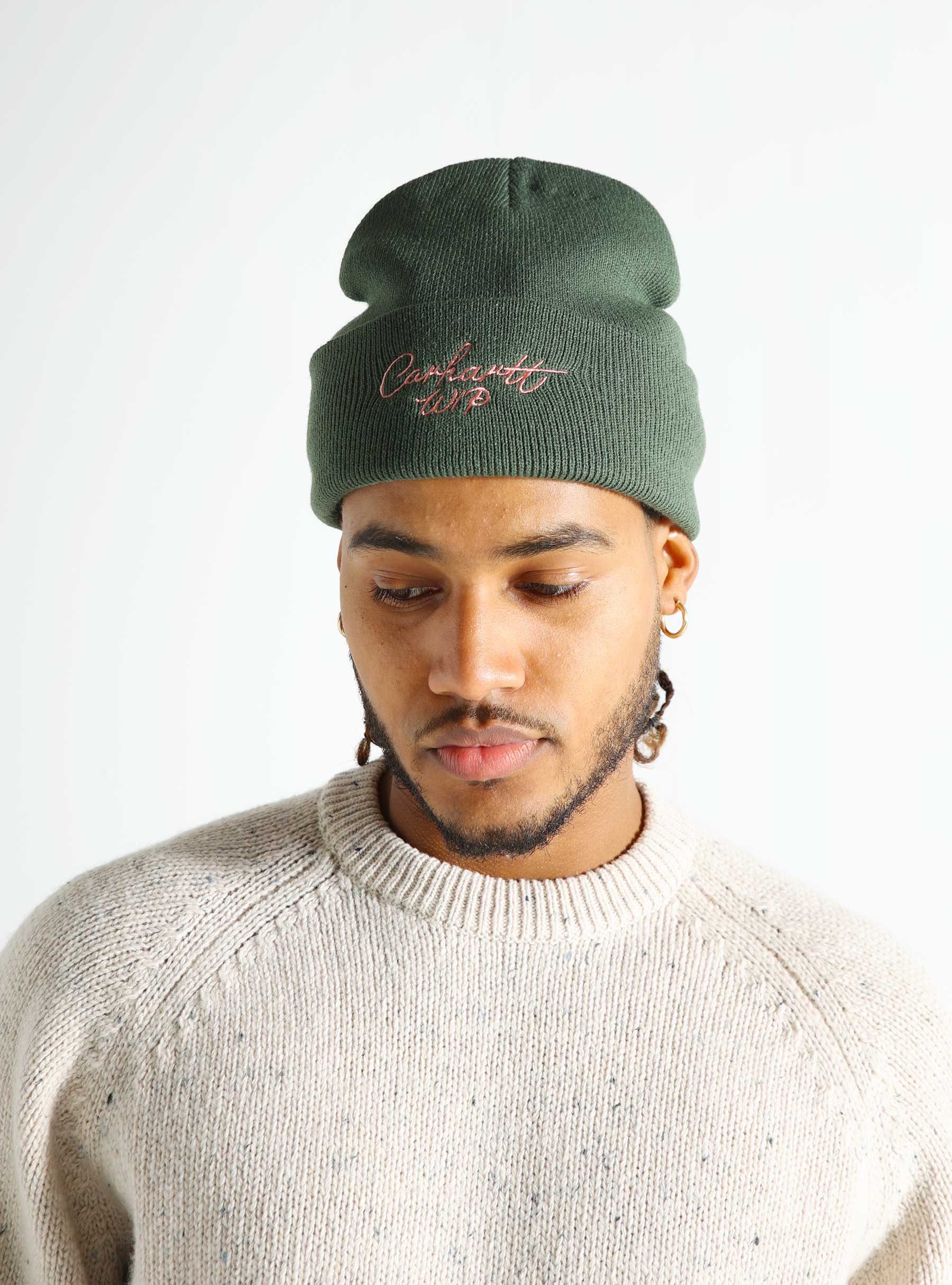 Carhartt WIP Signature Beanie Sycamore Tree Dusty Rose I033844-2JFXX