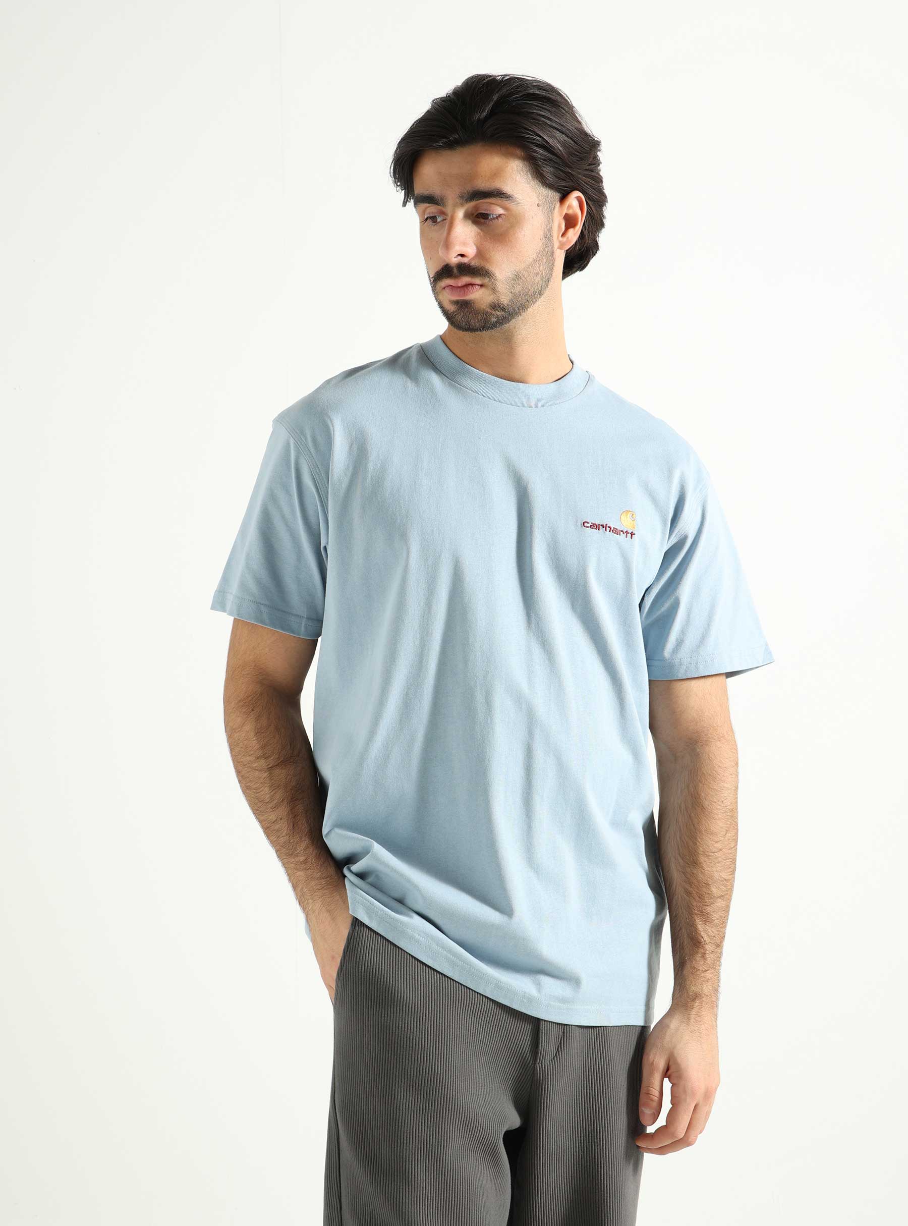 Carhartt WIP American Script T-Shirt Frosted Blue I029956-0F4XX