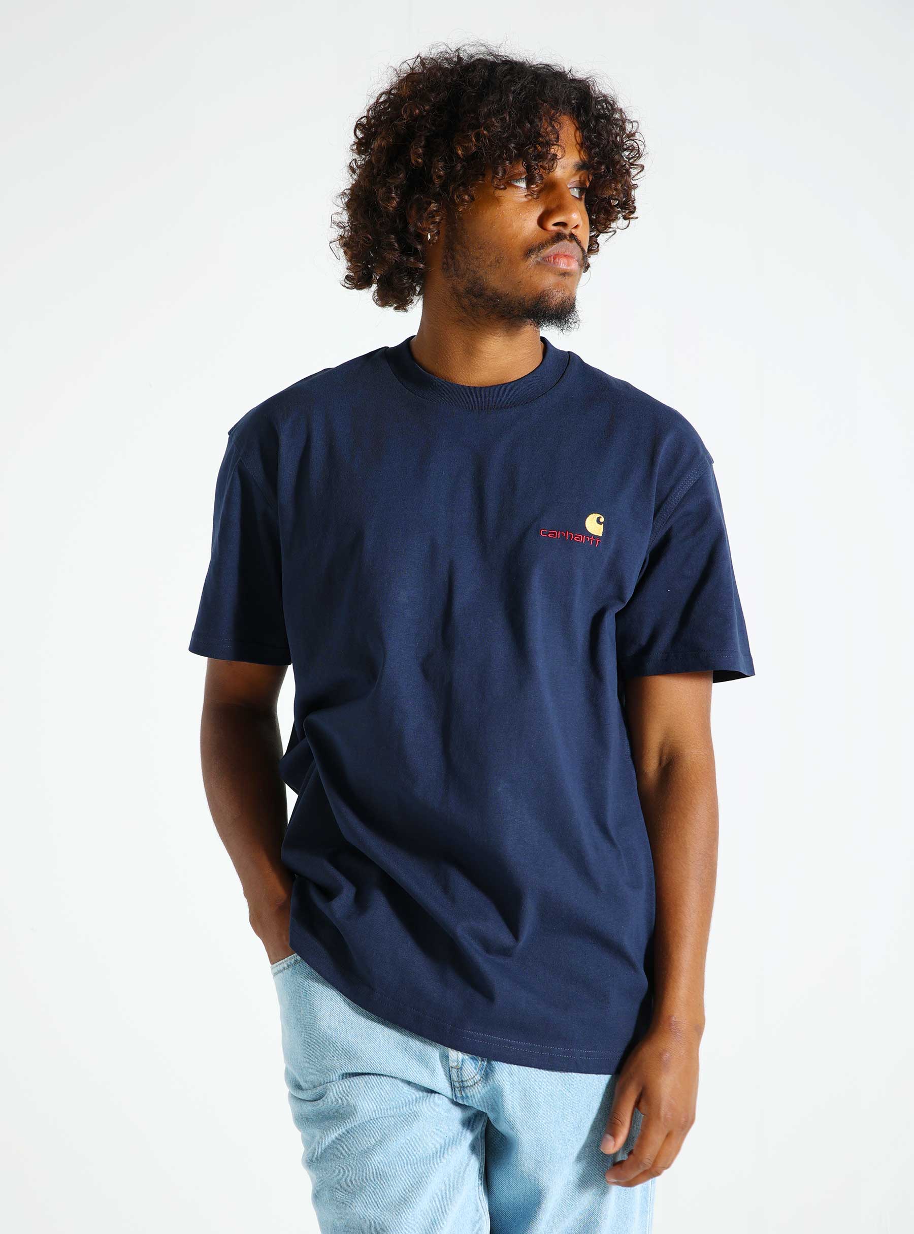 Carhartt WIP American Script T-Shirt Air Force Blue I029956-29LXX