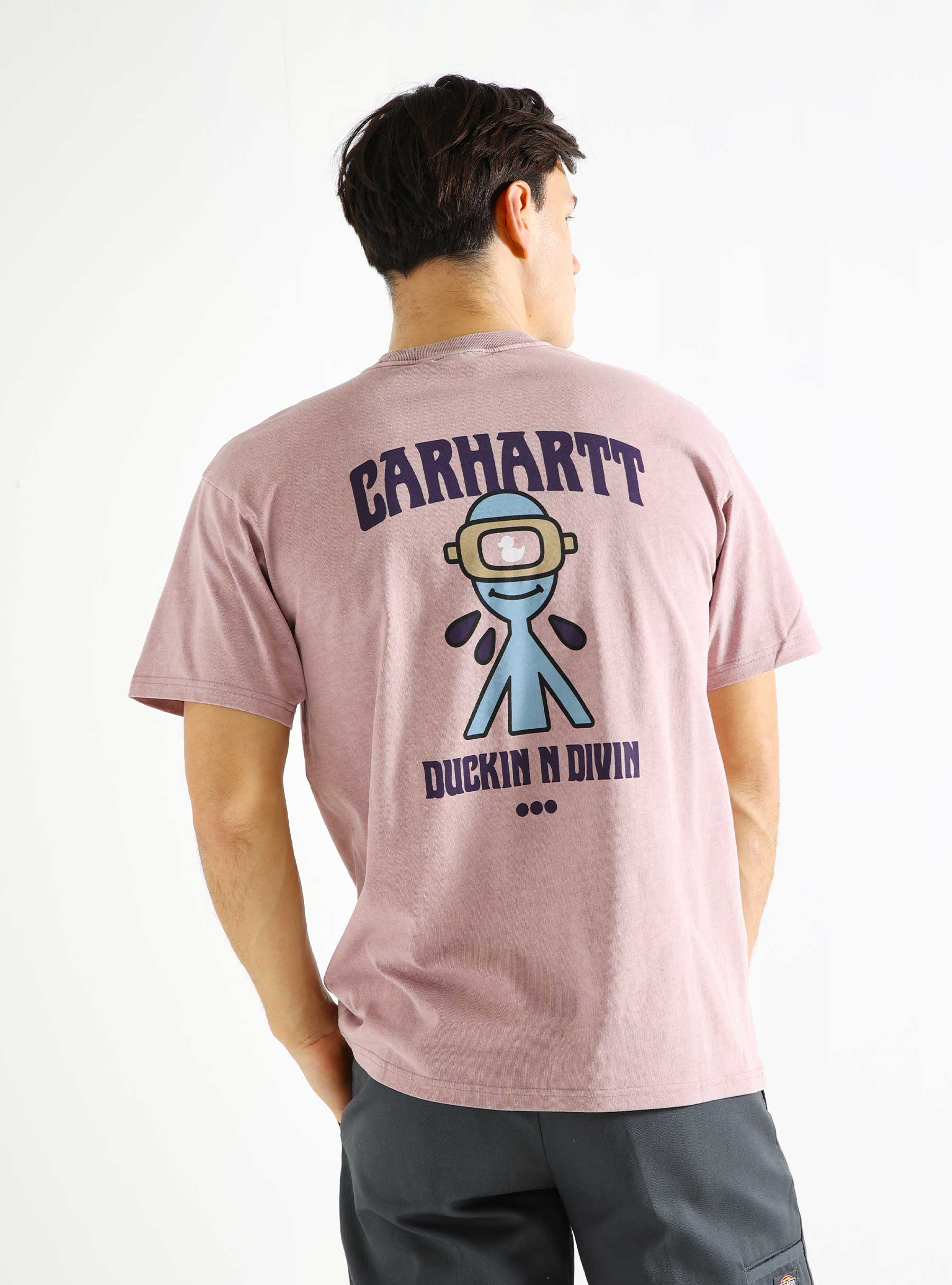 Carhartt WIP Duckin T-Shirt Glassy Pink Garment Dyed I033171-1NJGD