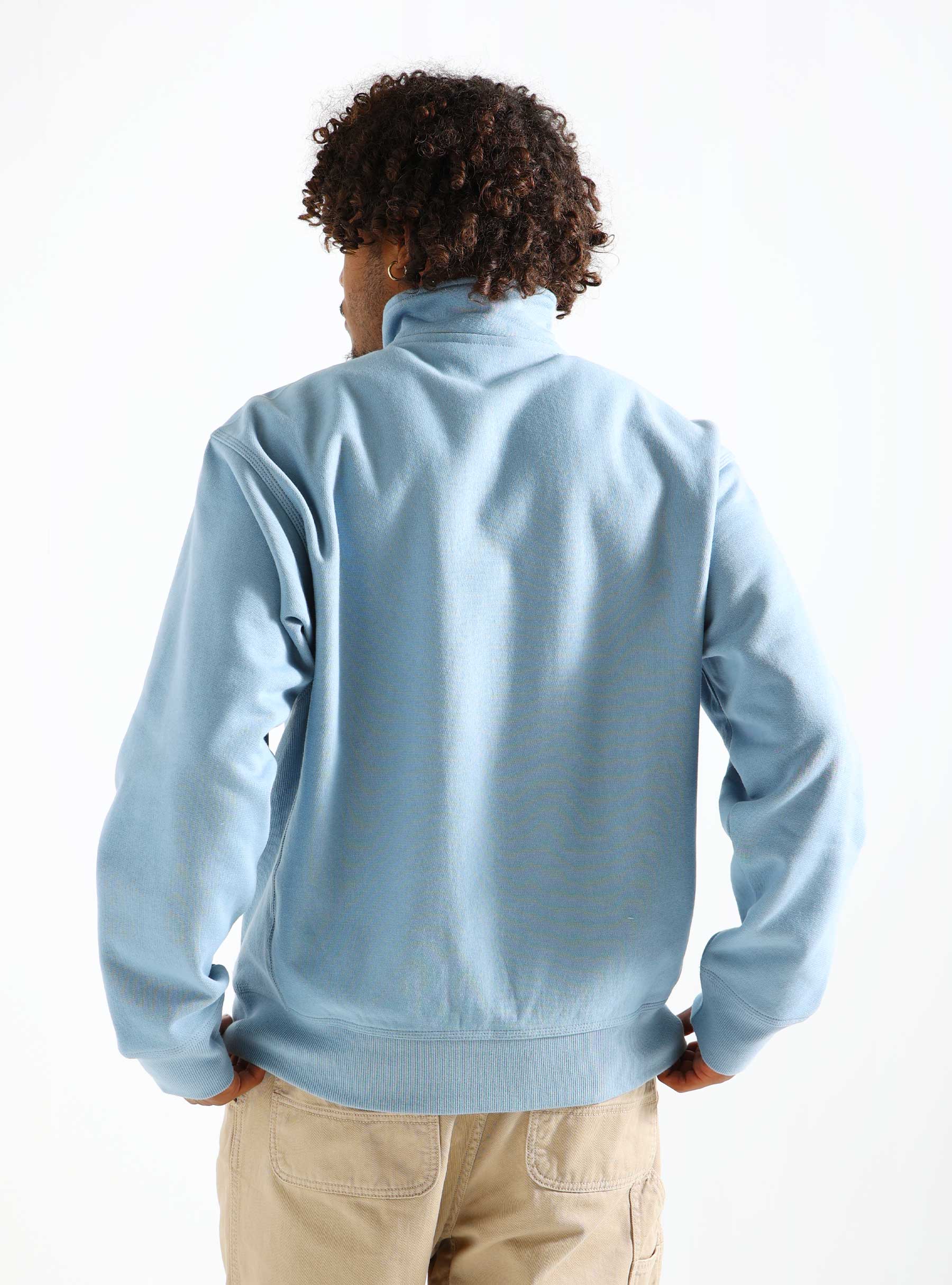 Carhartt WIP Half Zip American Script Sweater Frosted Blue I027014-0F4XX