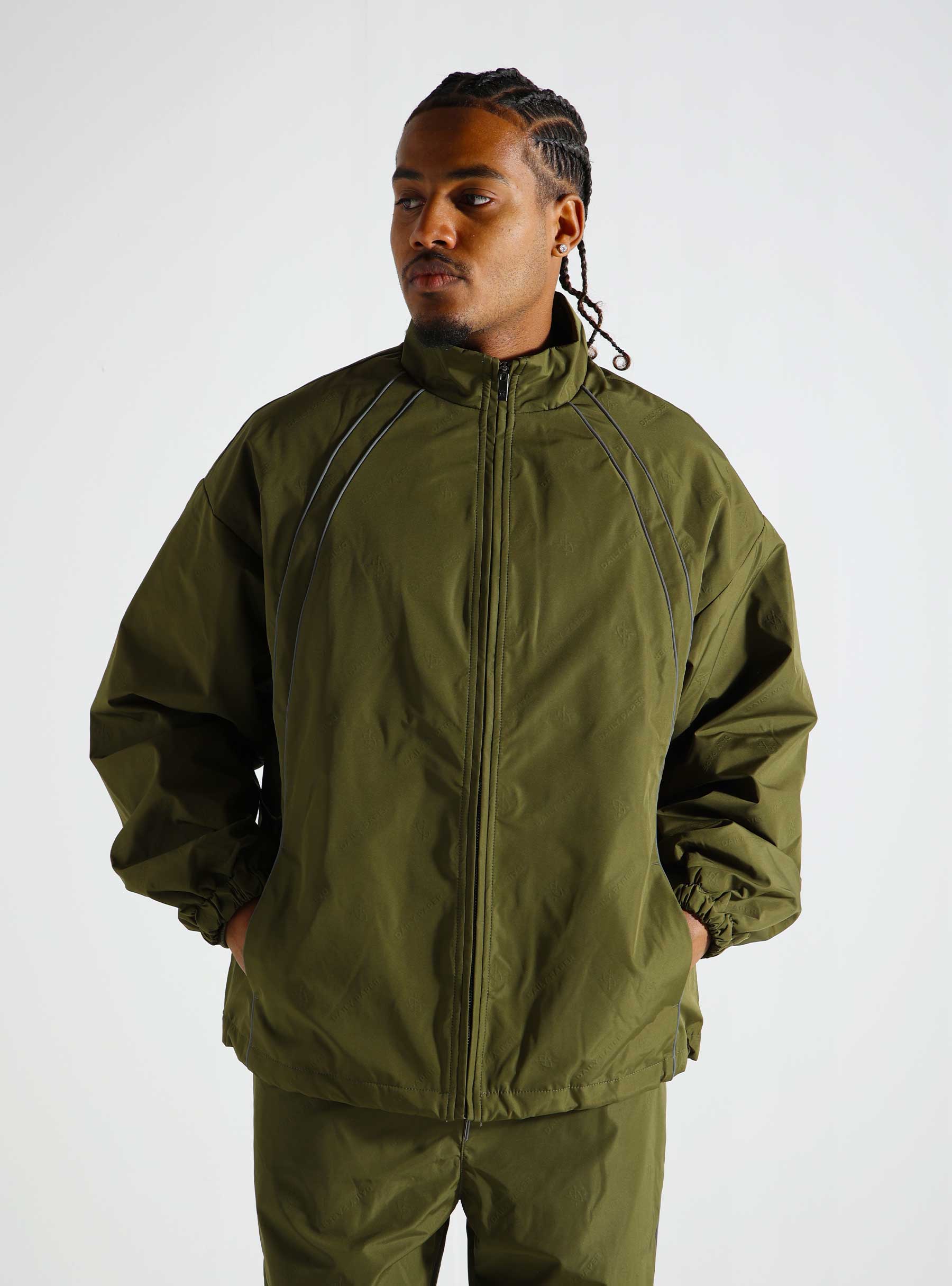 Daily Paper Taye Logo Relaxed Track Jacket Green 2421100