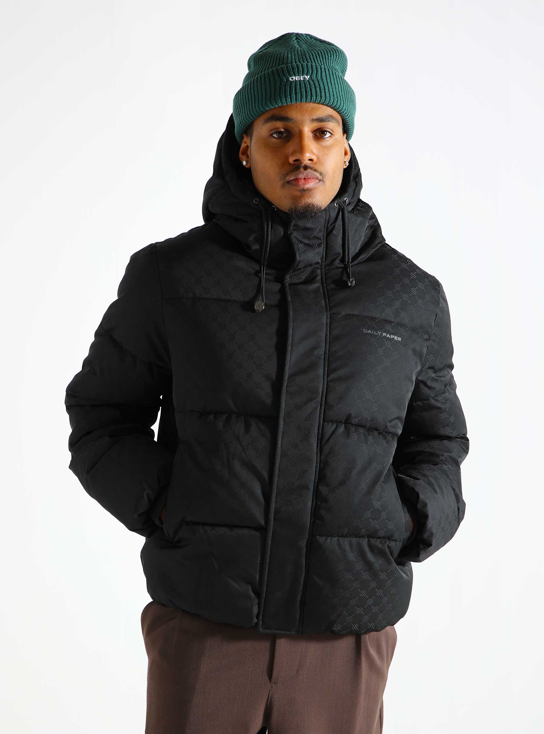 Daily Paper Monogram Puffer Jacket Black 1000119