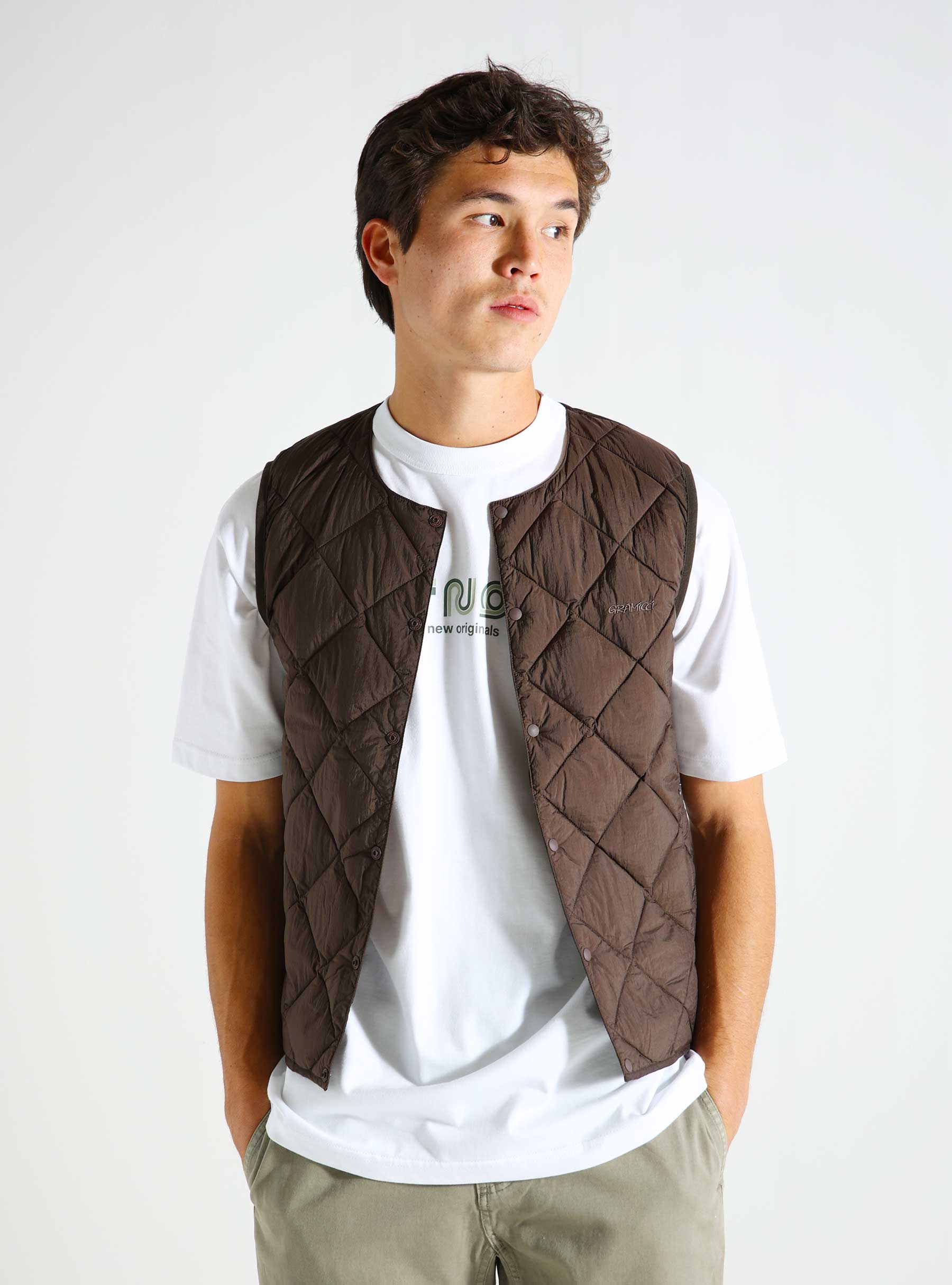 Gramicci Inner Down Vest Dark Brown G4FU-J100-TG