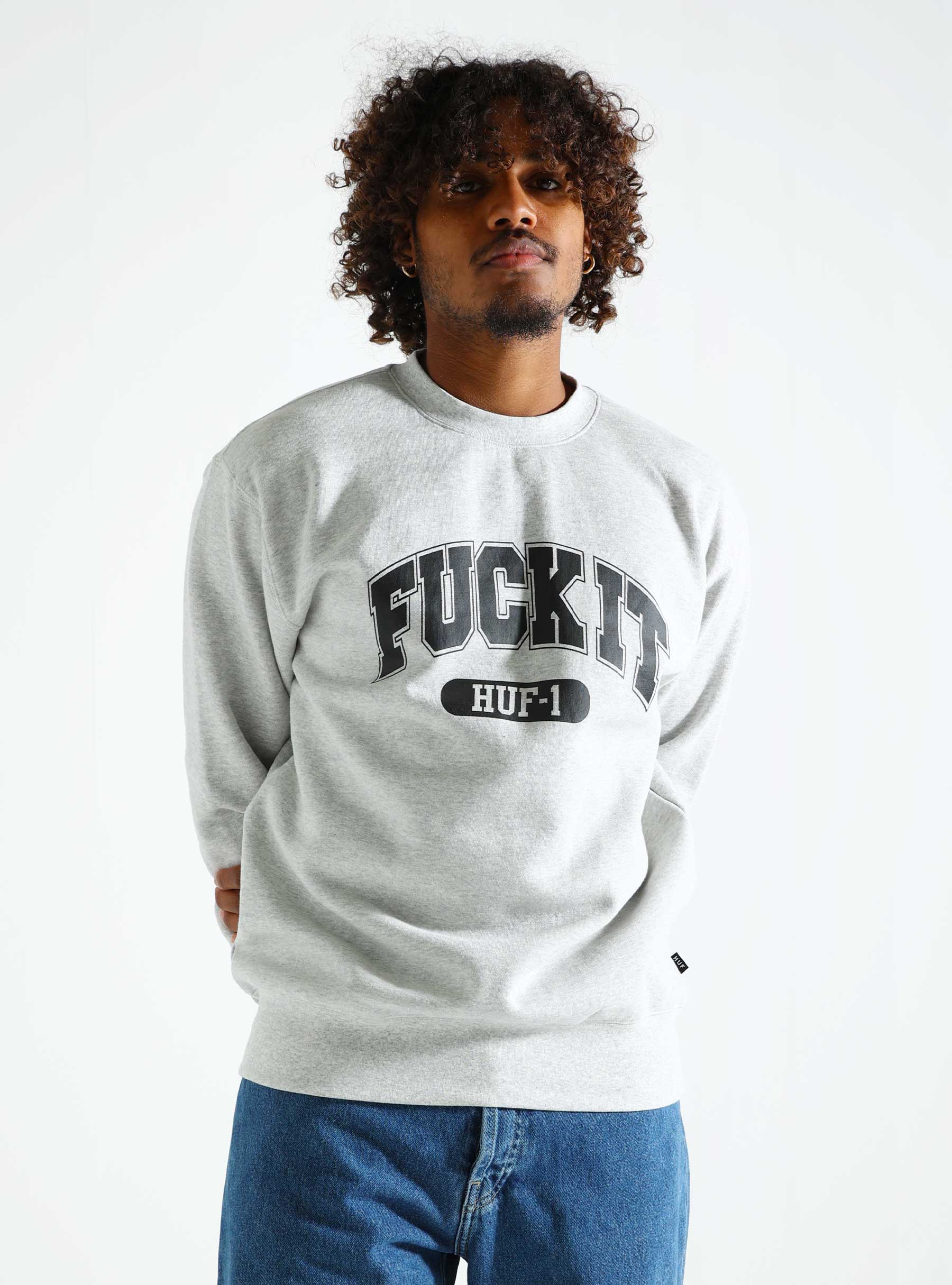 HUF Fuck It Crewneck Heather Grey PF00664